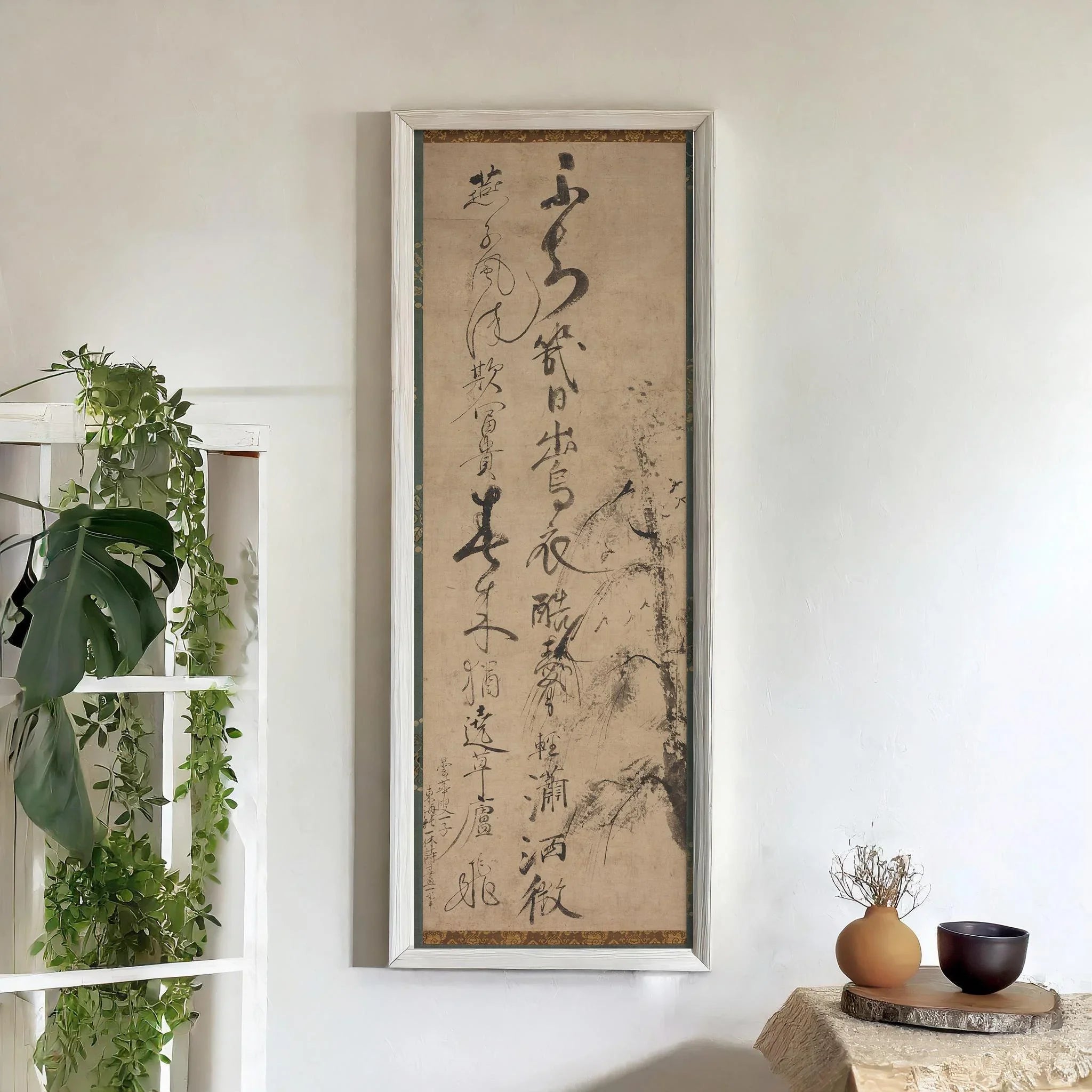 Calligraphy with Willow and Swallows (1400s) - Ikkyū Sōjun | PRINT | Available framed 3x1 - 9ArtPrints