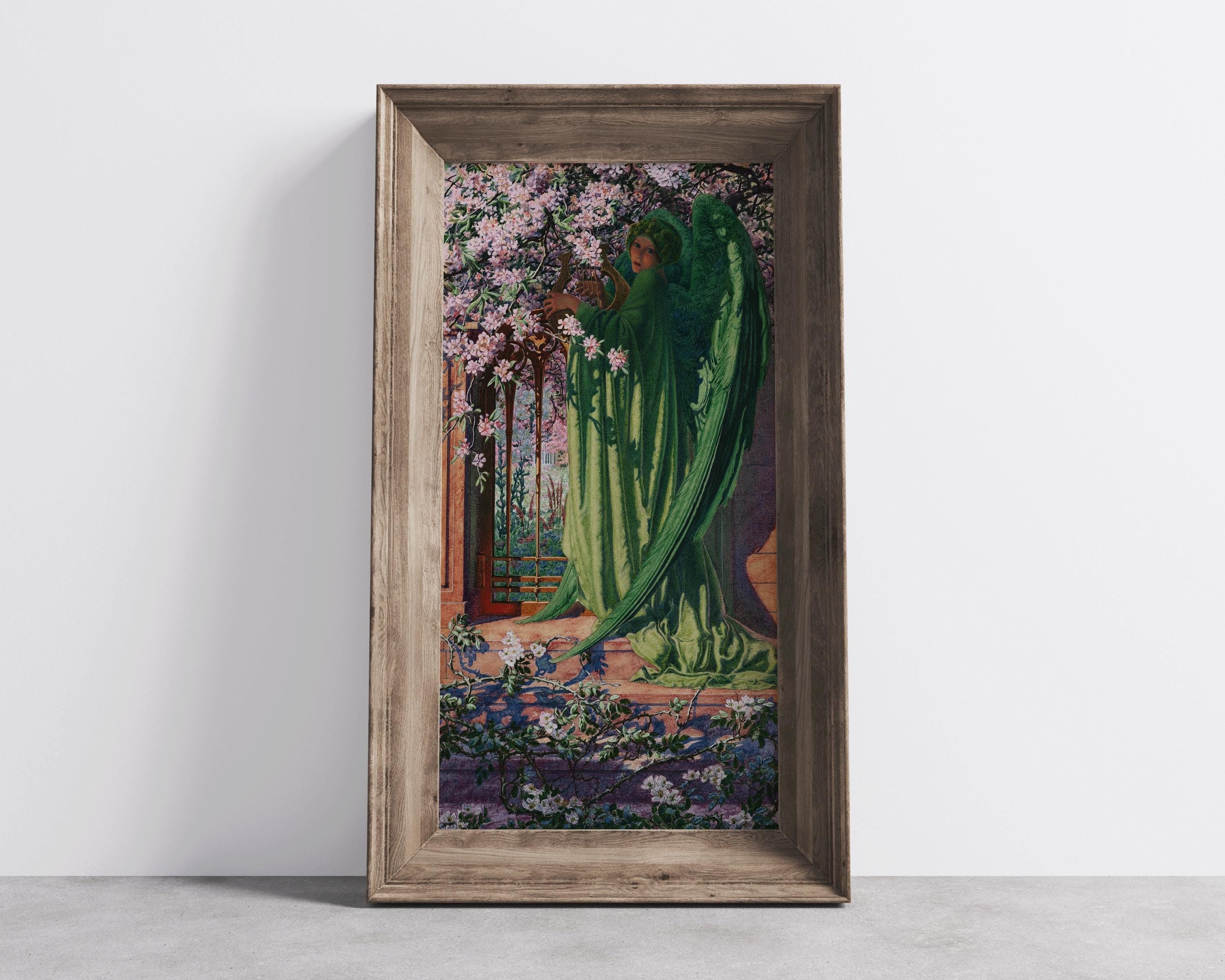 Carlos Schwabe - The Green Angel or The Golden Gate | Striking Al - Khidr Symbolist Art in Green | PRINT | Available framed 2x1 - 9ArtPrints