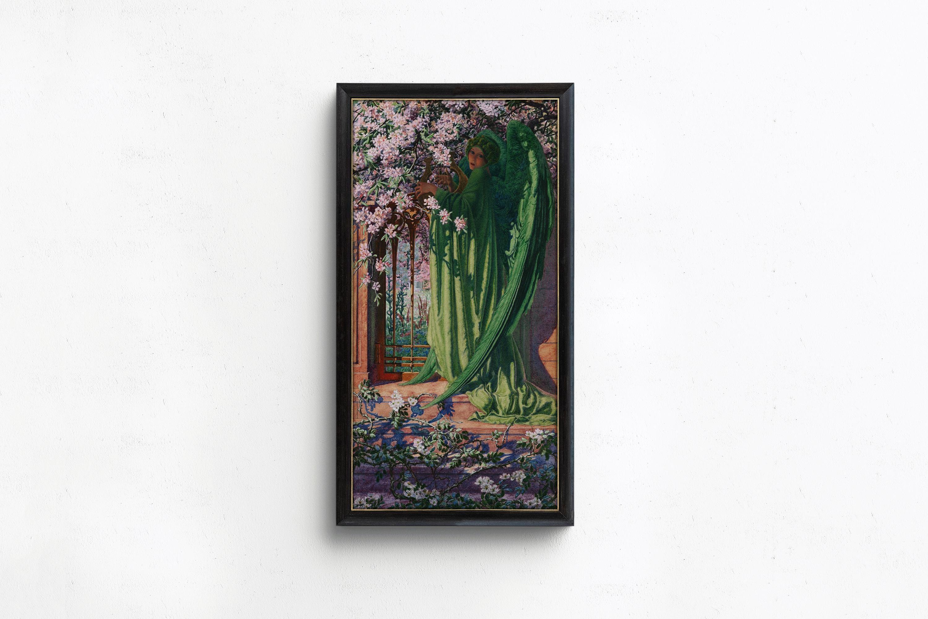 Carlos Schwabe - The Green Angel or The Golden Gate | Striking Al - Khidr Symbolist Art in Green | PRINT | Available framed 2x1 - 9ArtPrints