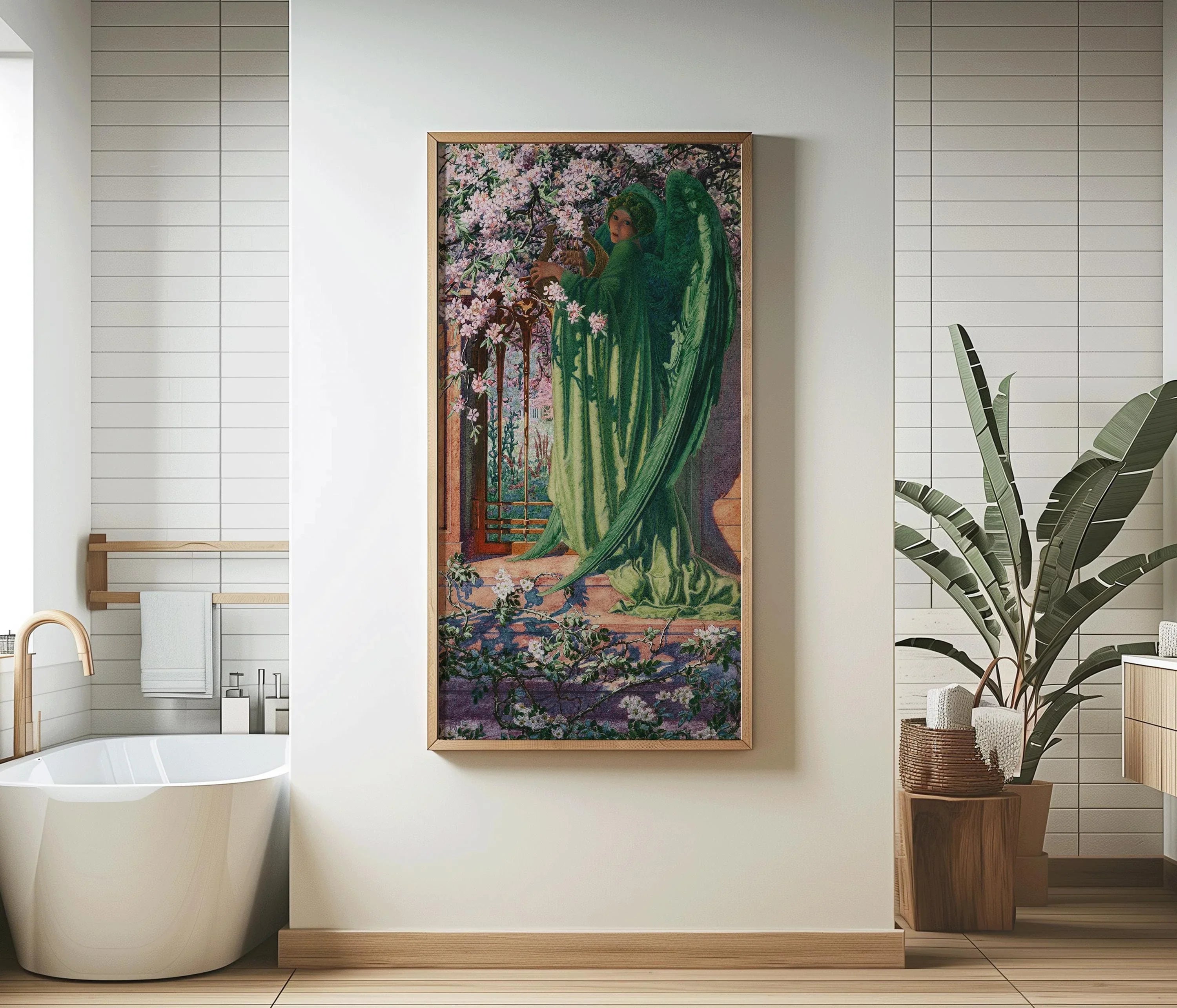 Carlos Schwabe - The Green Angel or The Golden Gate | Striking Al - Khidr Symbolist Art in Green | PRINT | Available framed 2x1 - 9ArtPrints