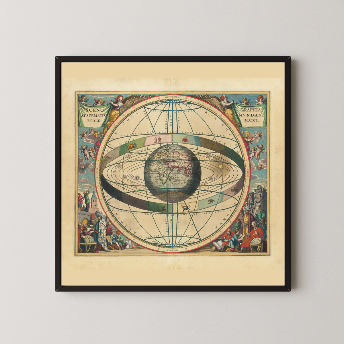 Andreas Cellarius — A Scenographic View of the Ptolemaic World System (Plate 2, Blue Colouring) | Celestial Map Print
