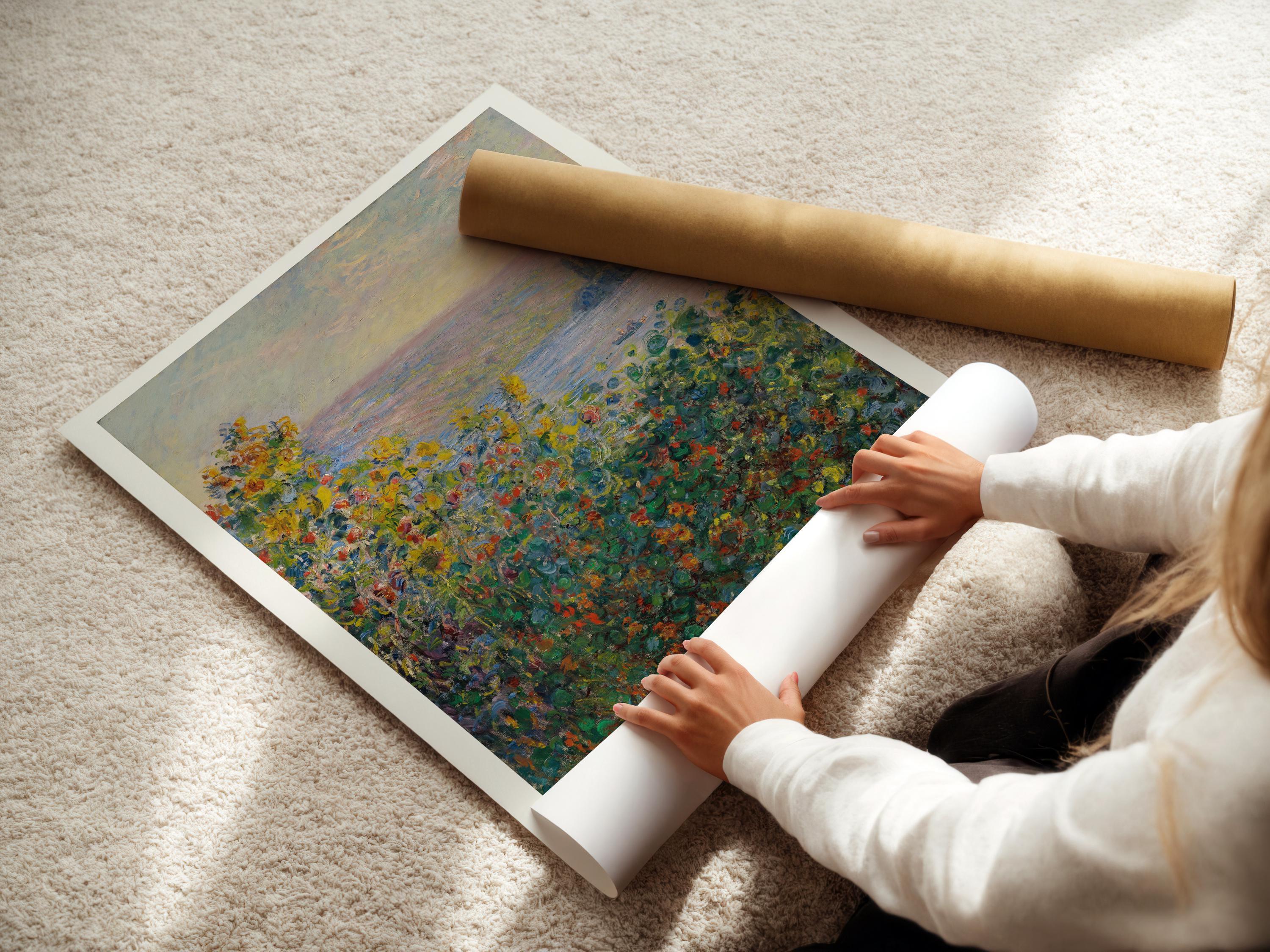 Claude Monet - Flower Beds at Vetheuil | The Legendary Impressionist Painting in Glorious Giclee Print