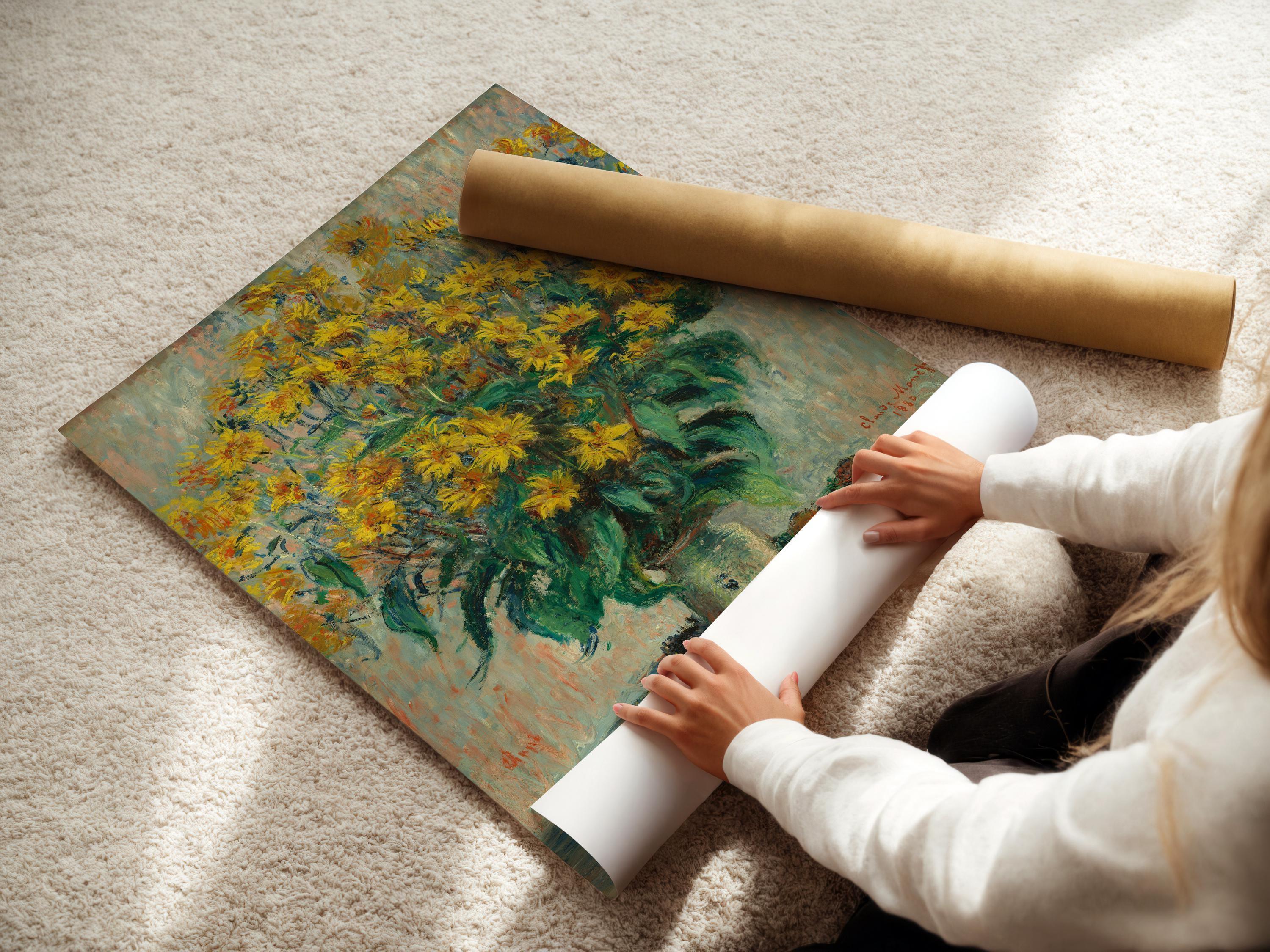 Claude Monet - Jerusalem Artichoke Flowers | The Legendary Impressionist Painting in Glorious Giclee Print available handframed or unframed - 9ArtPrints