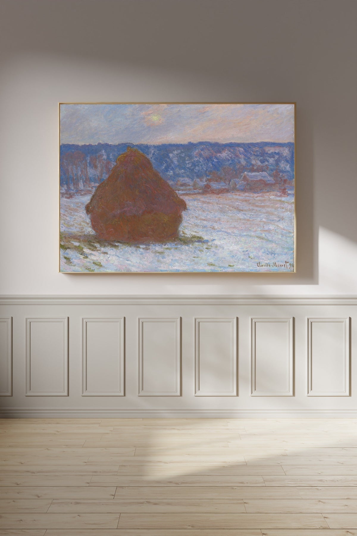 Claude Monet — Stack of Wheat (Snow Effect, Overcast Day) | Fine Art Print - 9ArtPrints