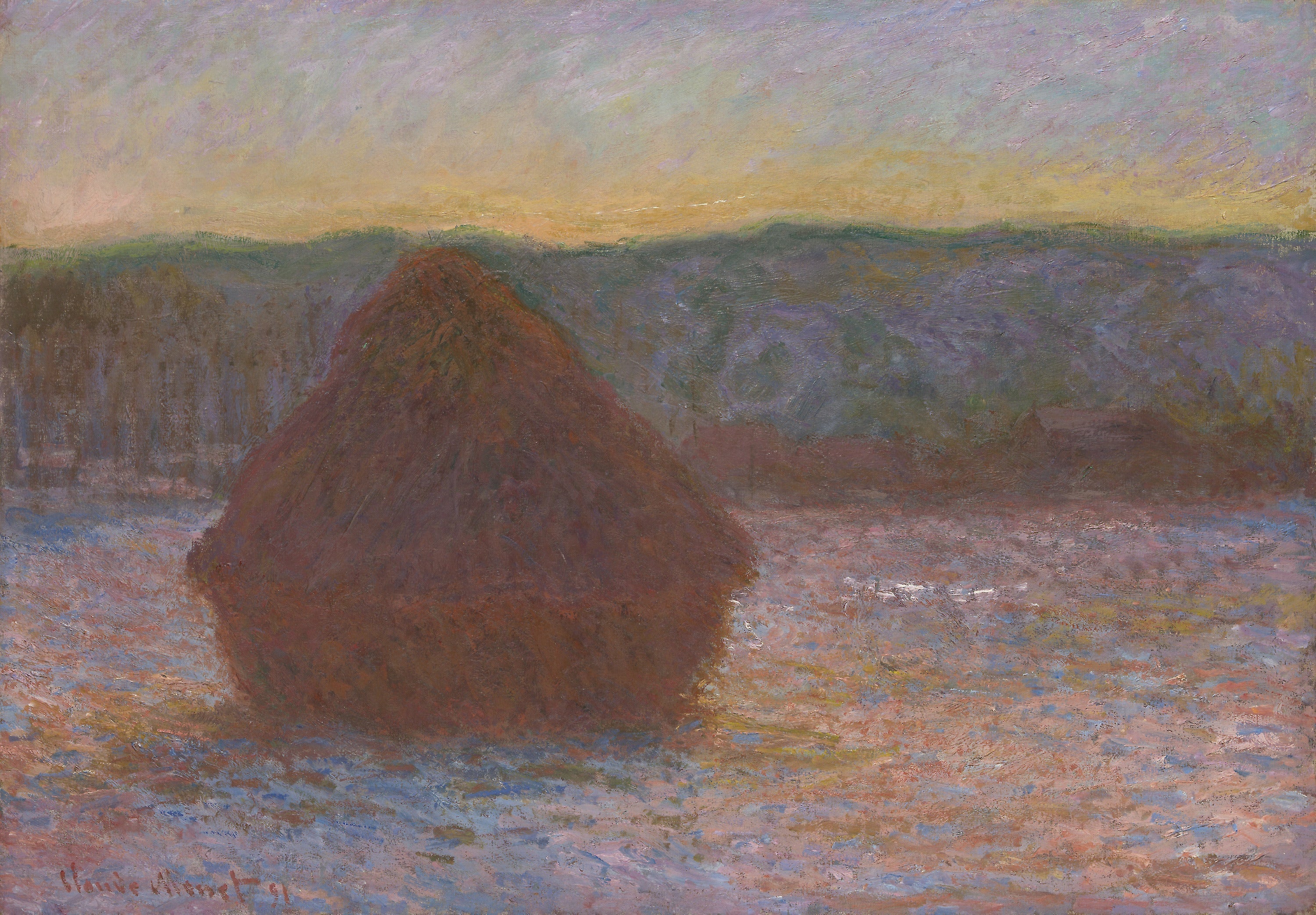 Claude Monet — Stack of Wheat (Thaw, Sunset) | Fine Art Print - 9ArtPrints