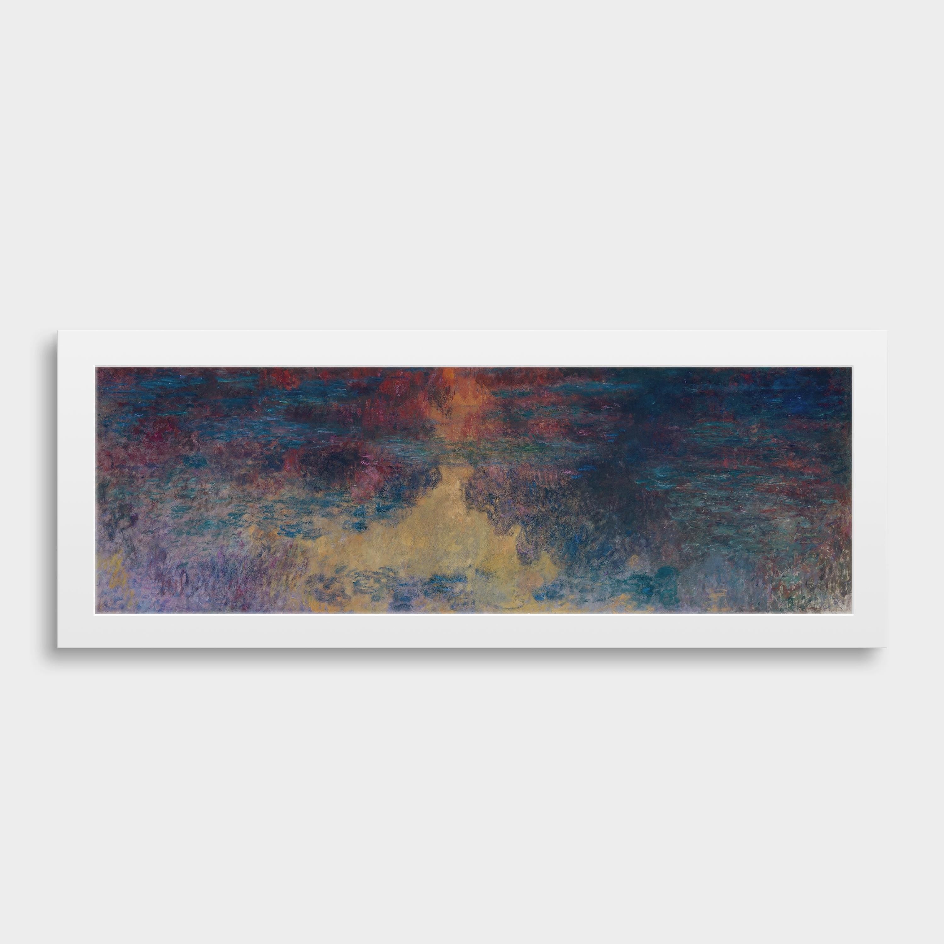 Claude Monet - Waterlily Pond in the Evening | PRINT | An Incredible Impressionist Super Wide Art (available framed) 3x1 - 9ArtPrints