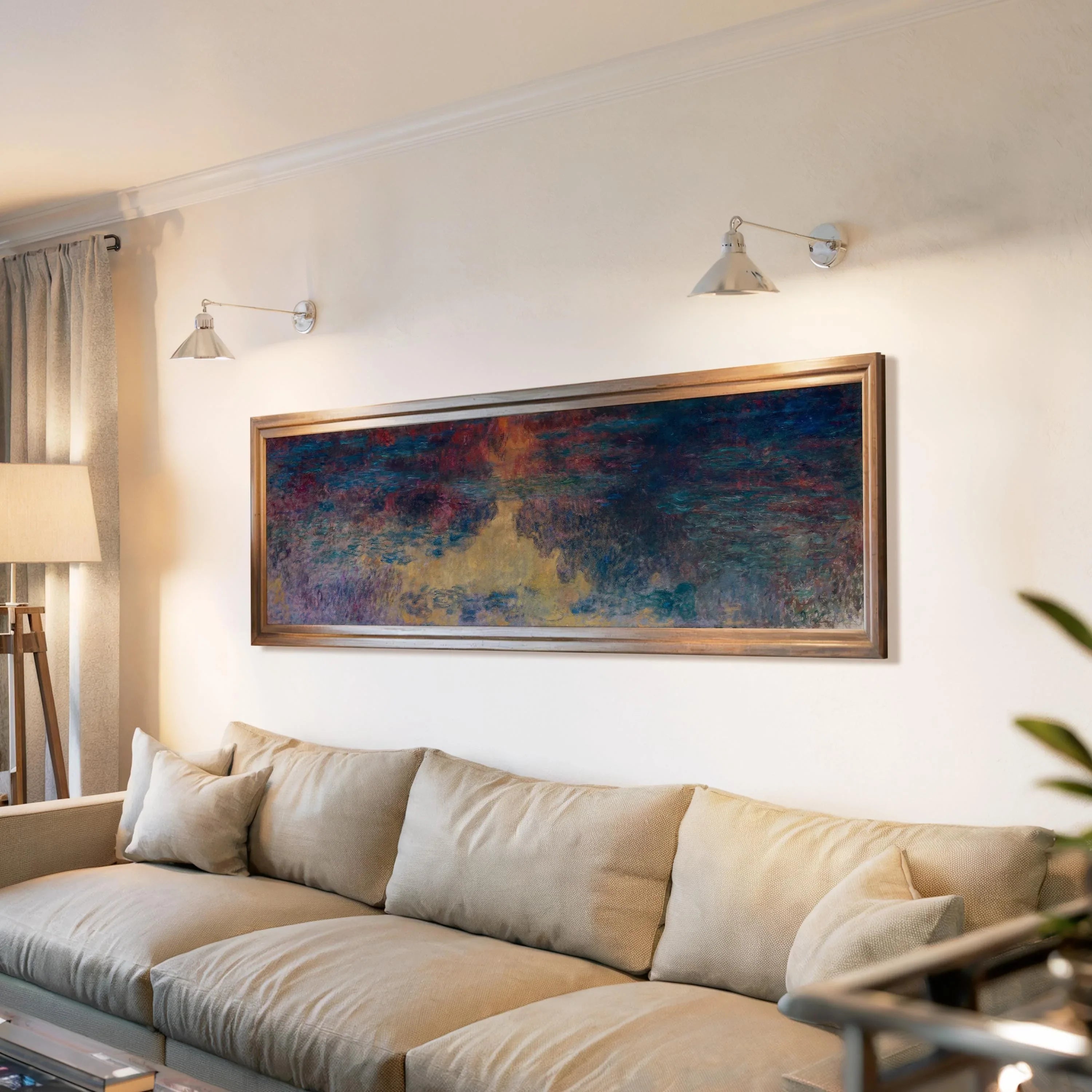 Claude Monet - Waterlily Pond in the Evening | PRINT | An Incredible Impressionist Super Wide Art (available framed) 3x1 - 9ArtPrints