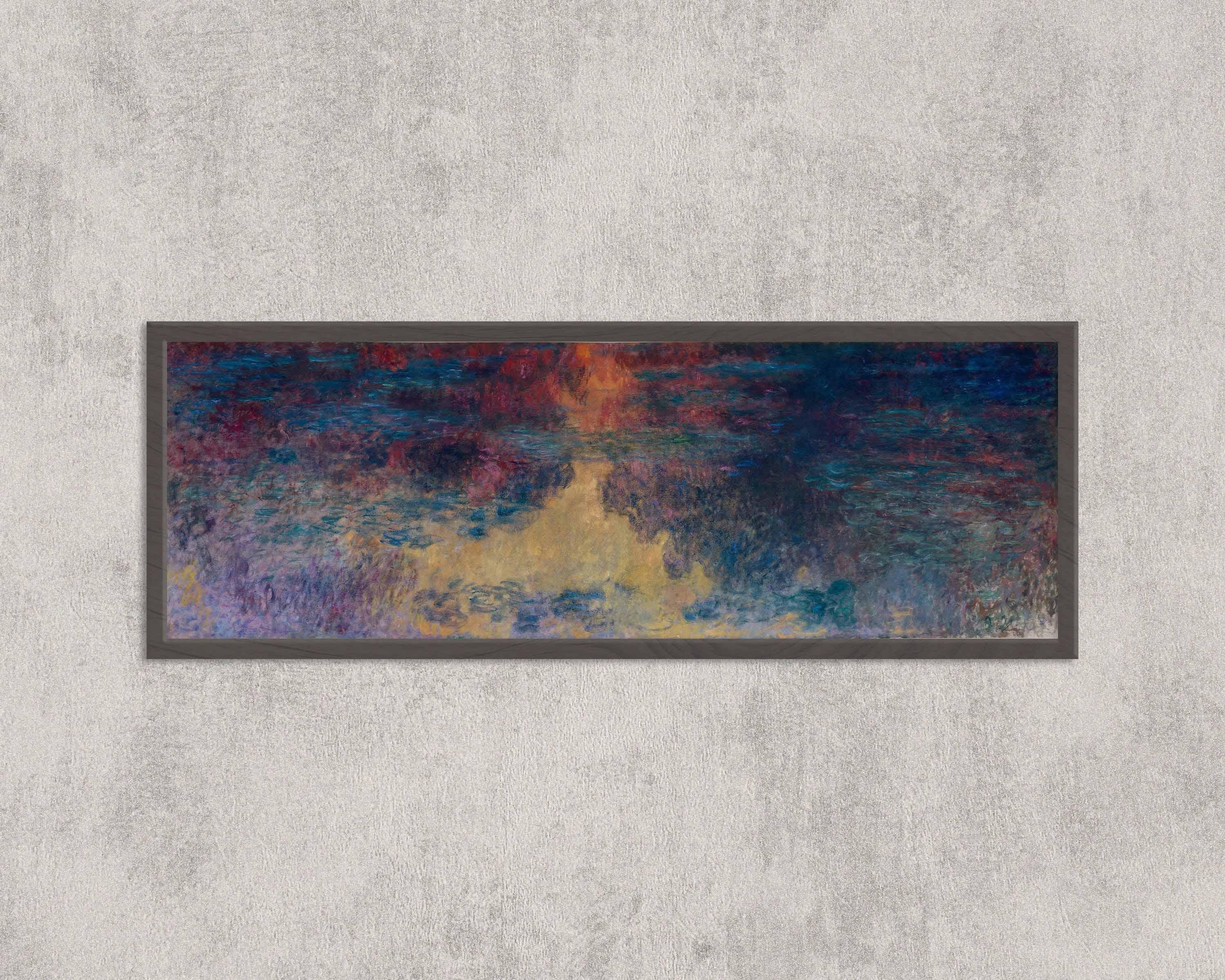 Claude Monet - Waterlily Pond in the Evening | PRINT | An Incredible Impressionist Super Wide Art (available framed) 3x1 - 9ArtPrints