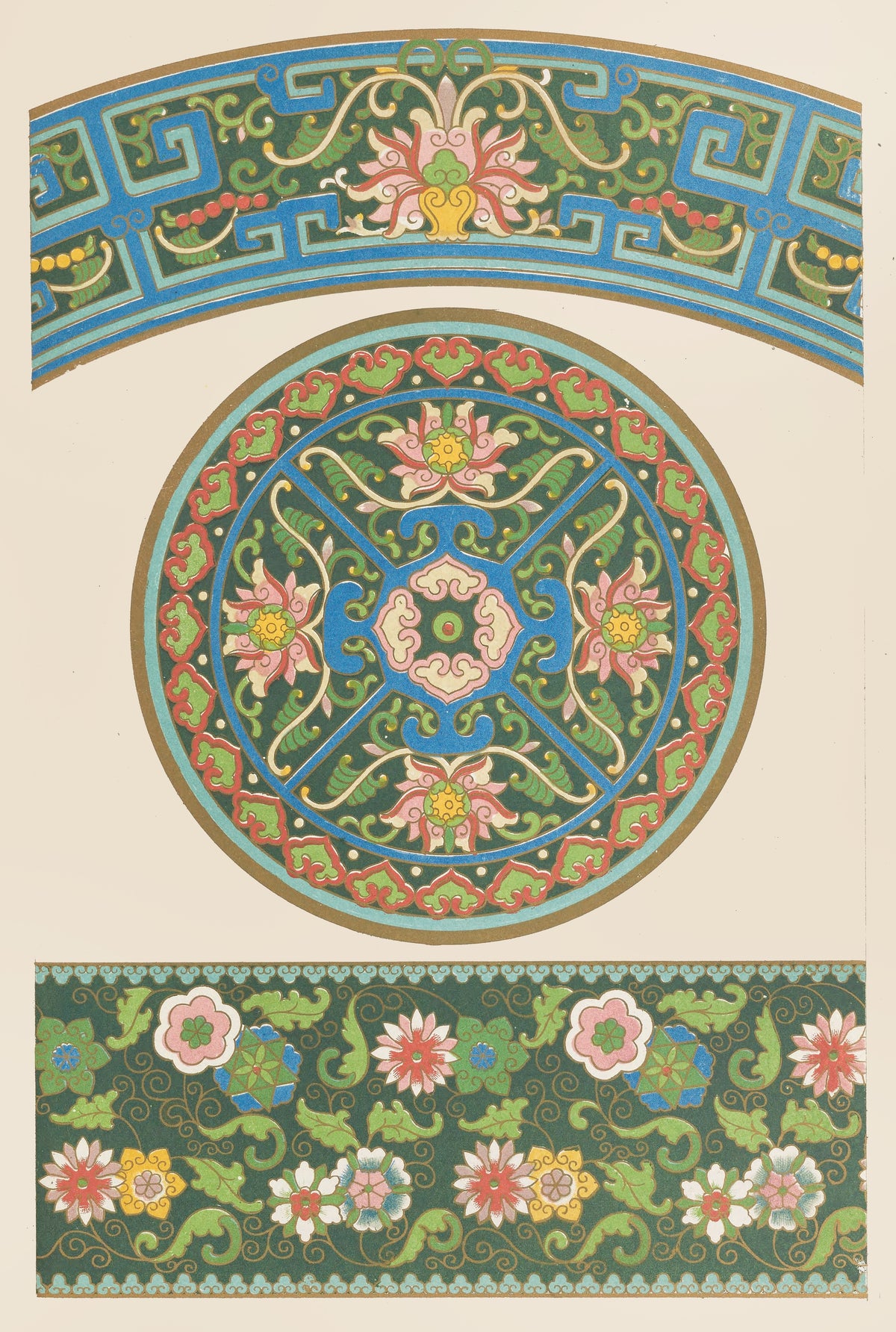 Owen Jones — Chinese Ornament: Cloisonne Medallion and Border | Ornament Plate Print