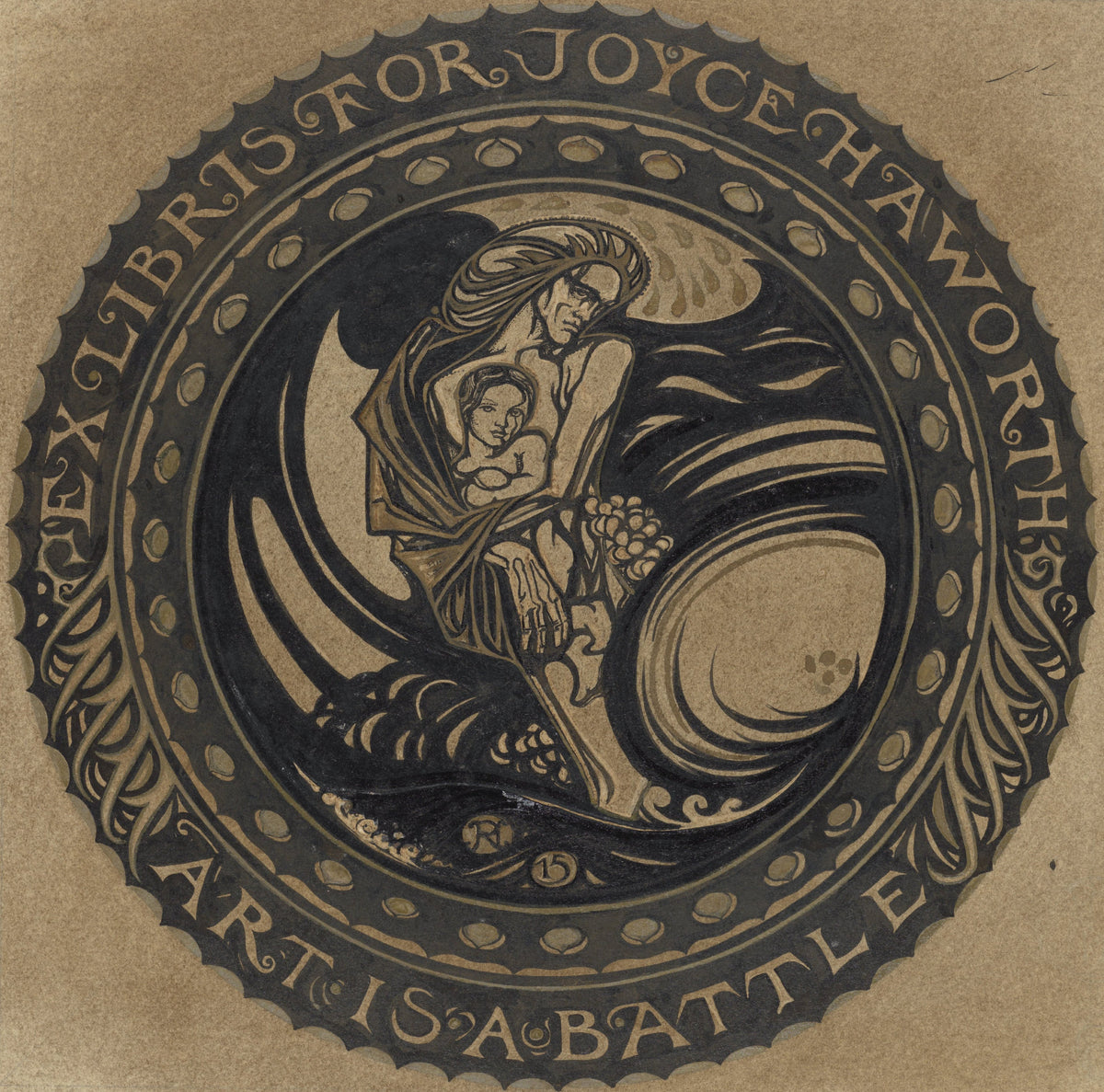 Richard Roland Holst — Design for an Ex Libris for Joyce Haworth | Art Nouveau Design Print