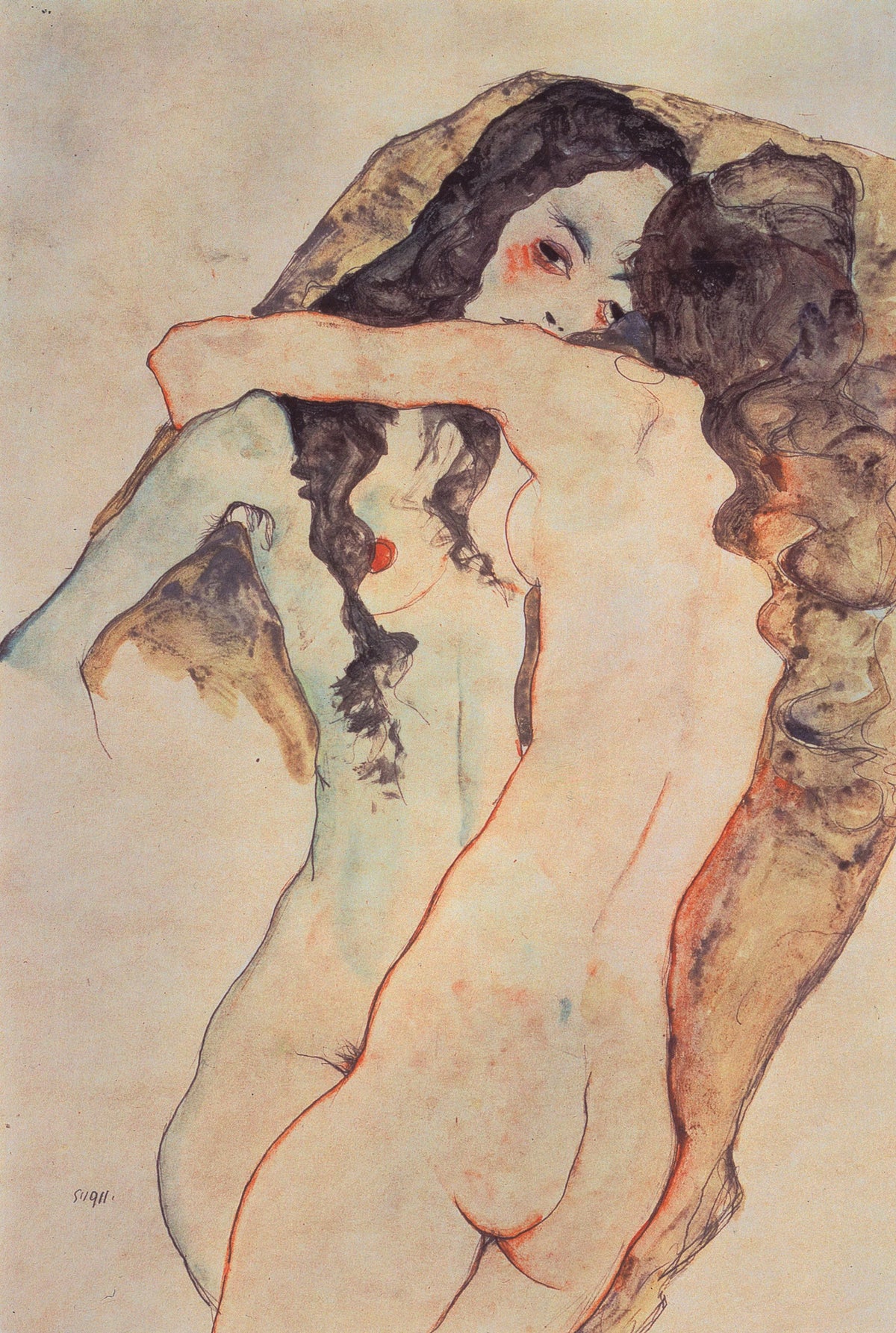 Egon Schiele — Two Embracing Women | Fine Art Print