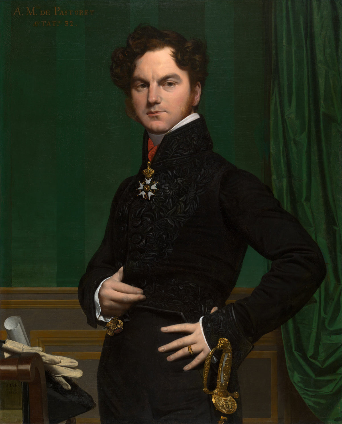 Amédée-David, the Comte de Pastoret by Jean-Auguste-Dominique Ingres — A young aristocrat poses with sword and medal