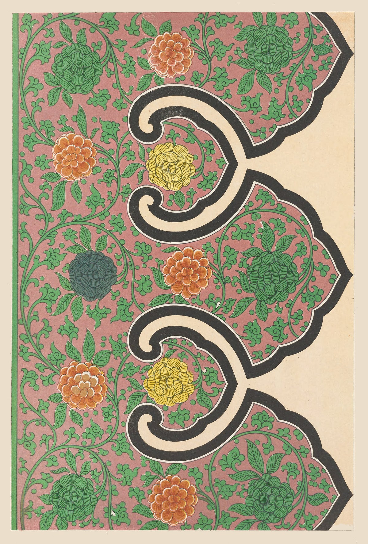 Owen Jones — Chinese Ornament: Orange Rosettes on a Rose Ground | Ornament Plate Print
