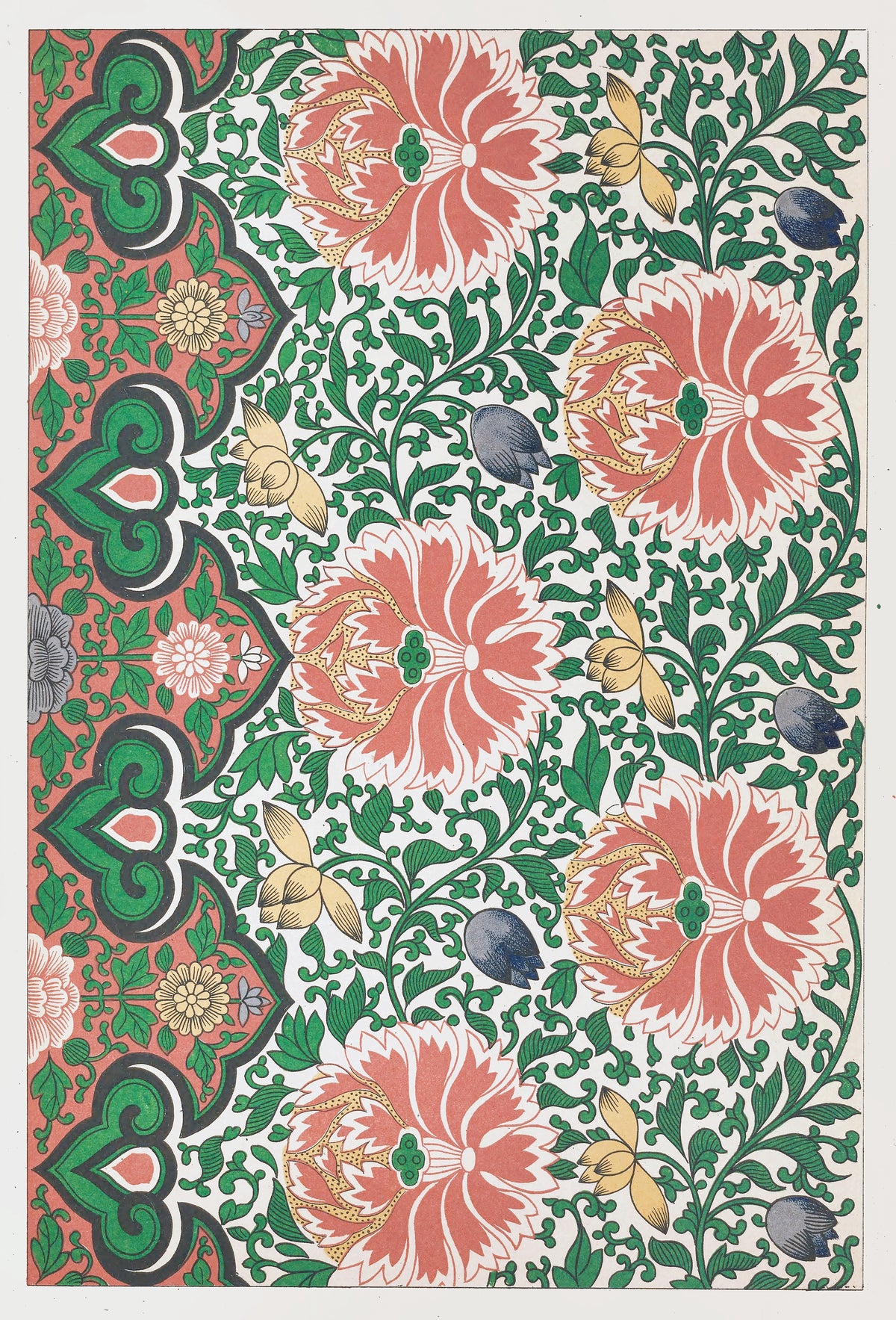 Owen Jones — Chinese Ornament: Coral Peonies on a White Ground | Ornament Plate Print