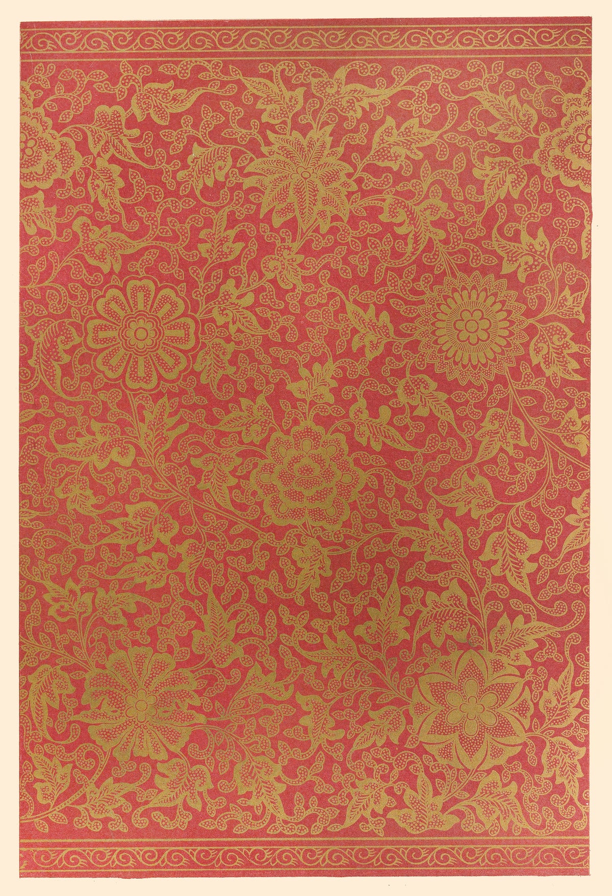 Owen Jones — Chinese Ornament: Gold Scrollwork on Crimson | Ornament Plate Print