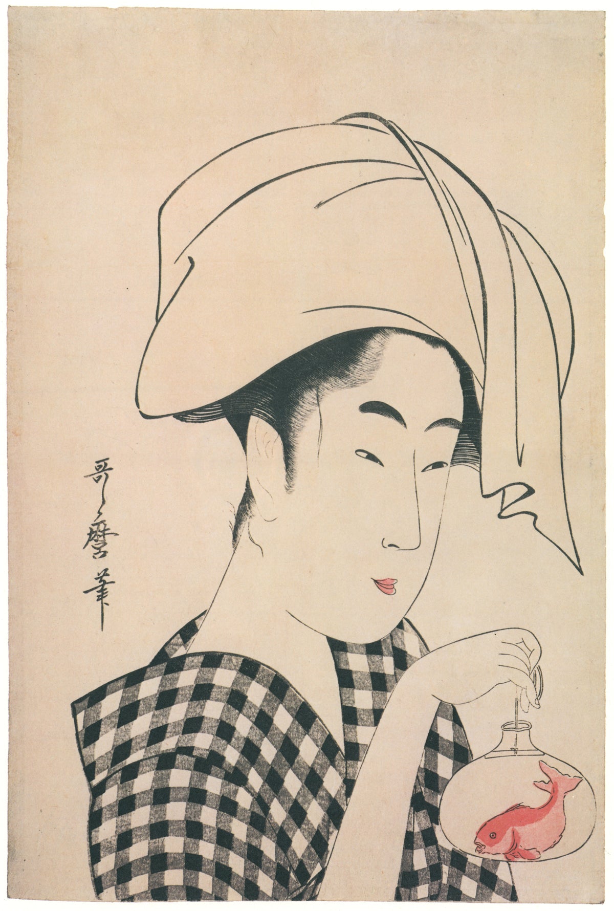 Kitagawa Utamaro — Woman Carrying a Goldfish Bowl | Japanese Woodblock Print (Ukiyo-e)