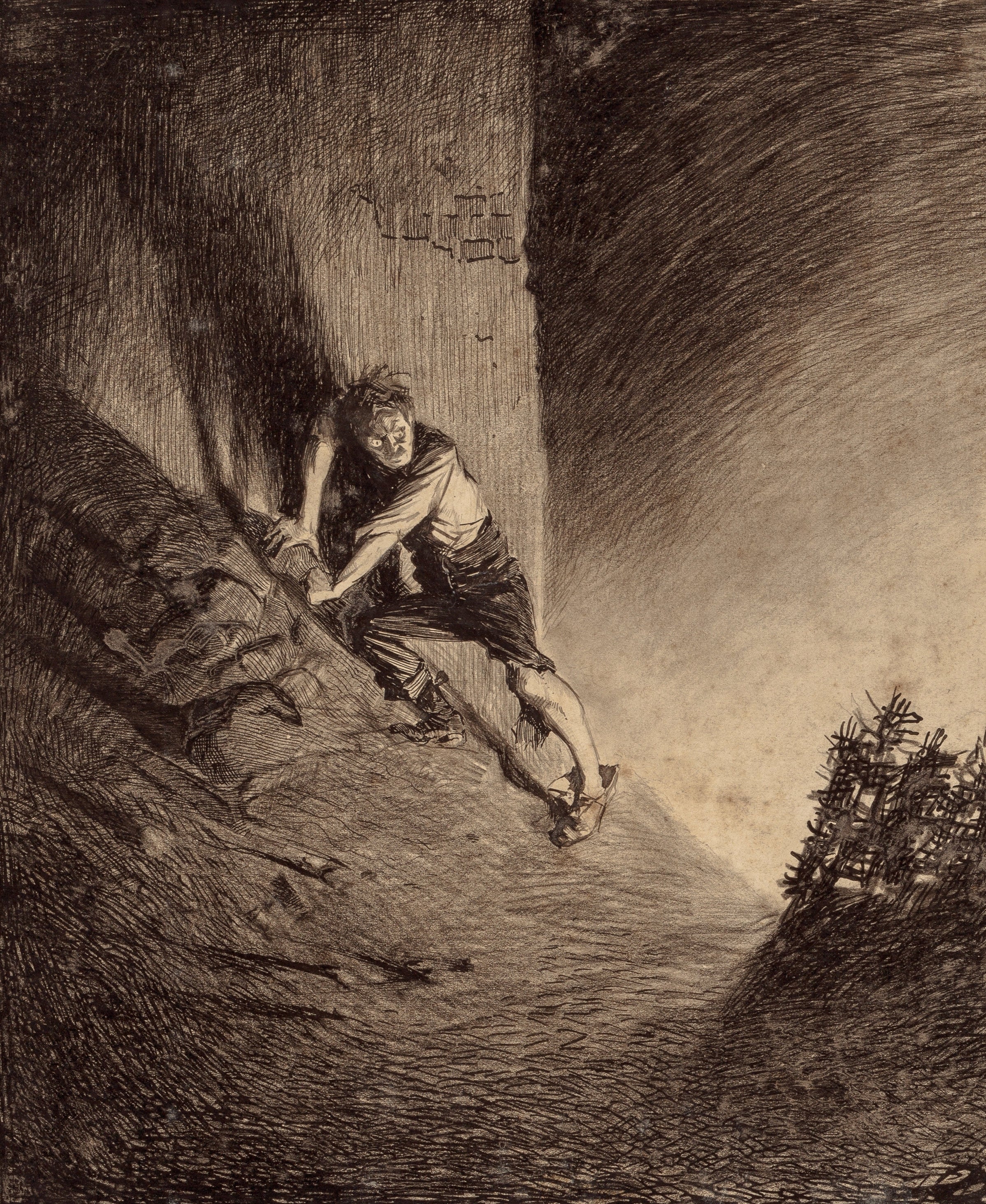 Henrique Alvim Corrêa — Frightened Human (1906) | Science Fiction Illustration Print