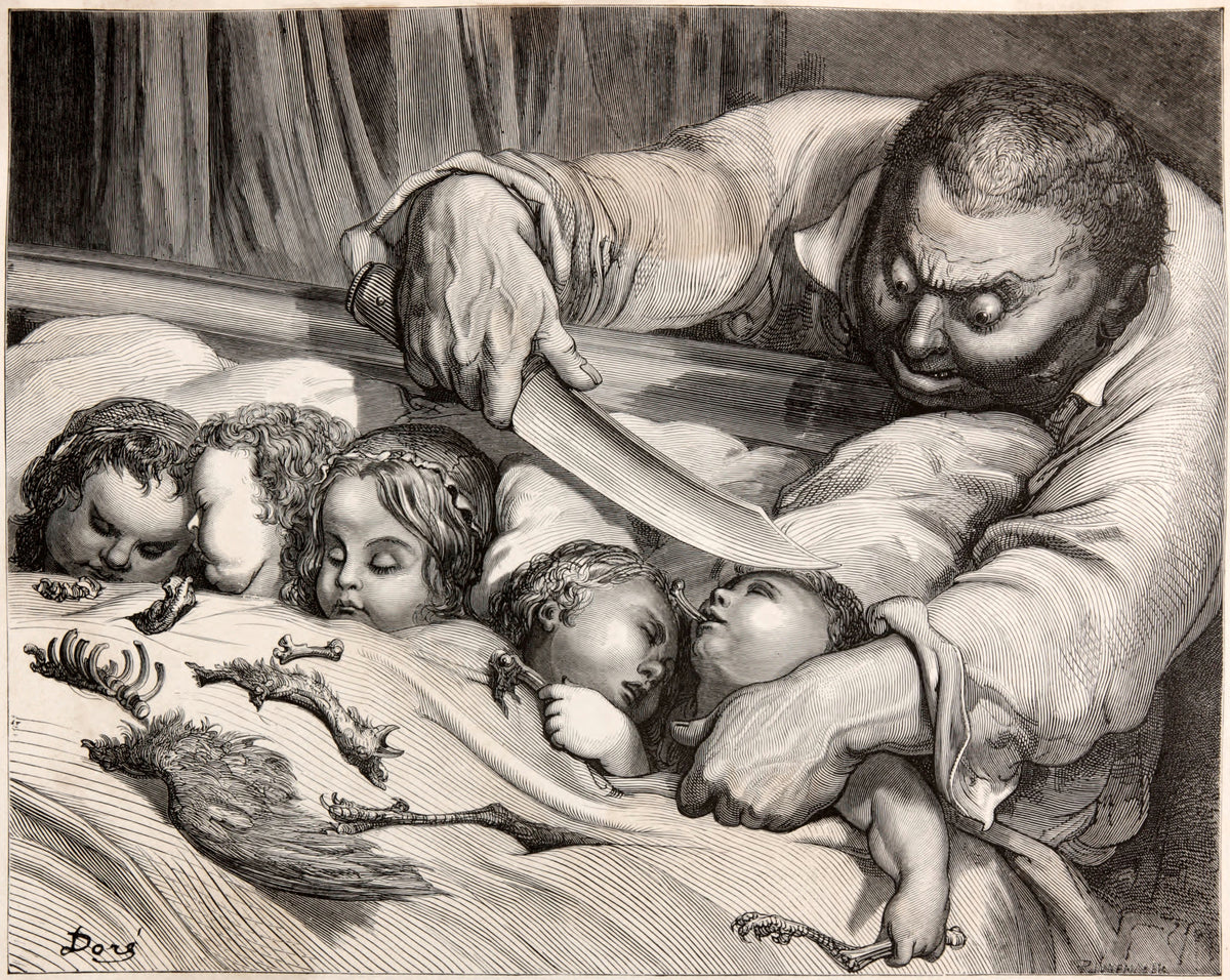 Gustave Doré — Tom Thumb: The Ogre and His Sleeping Daughters | Fairy Tale Illustration Print