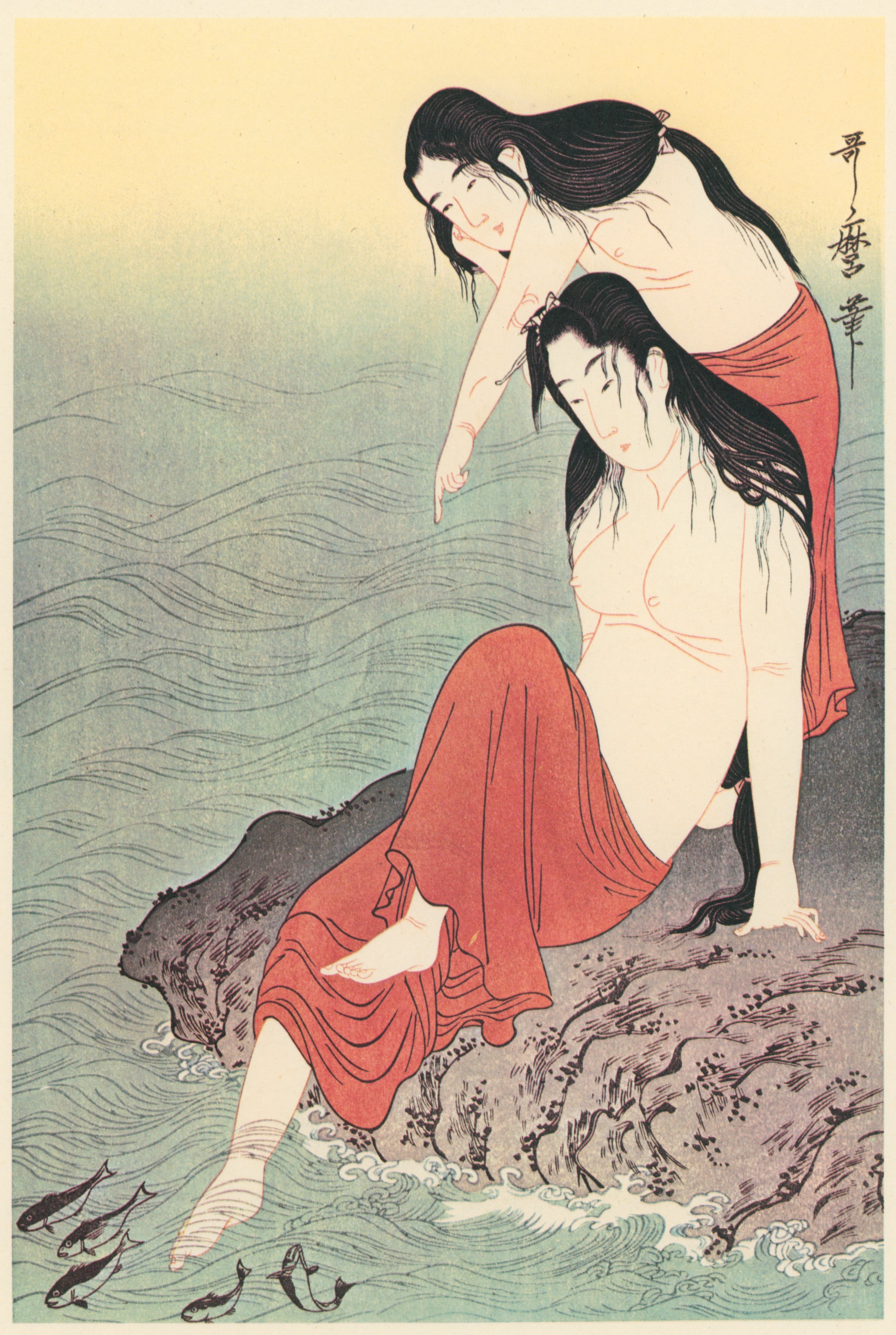 Kitagawa Utamaro — Diving for Abalones (Left) | Japanese Woodblock Print (Ukiyo-e)