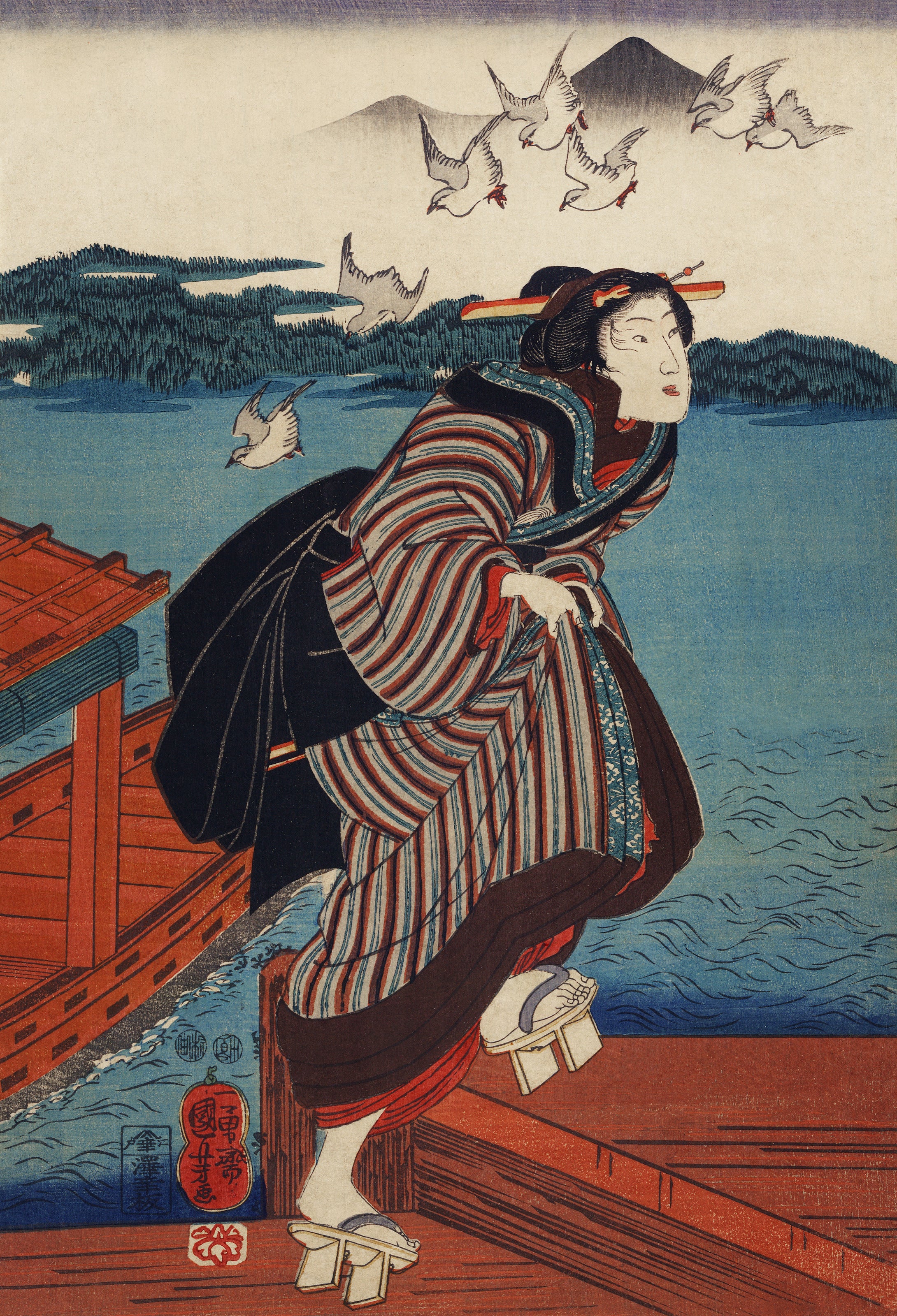Utagawa Kuniyoshi — Sanbashi no Onna | Japanese Woodblock Print (Ukiyo-e)