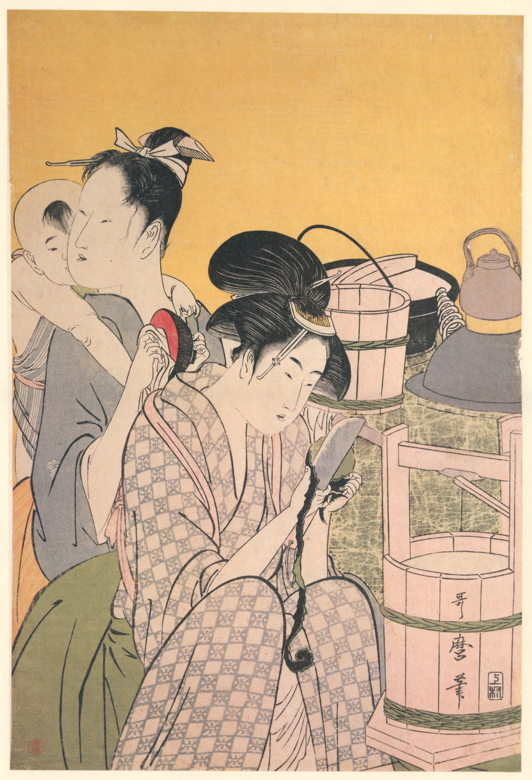 Kitagawa Utamaro — Kitchen Scene (left sheet) | Japanese Woodblock Print (Ukiyo-e)