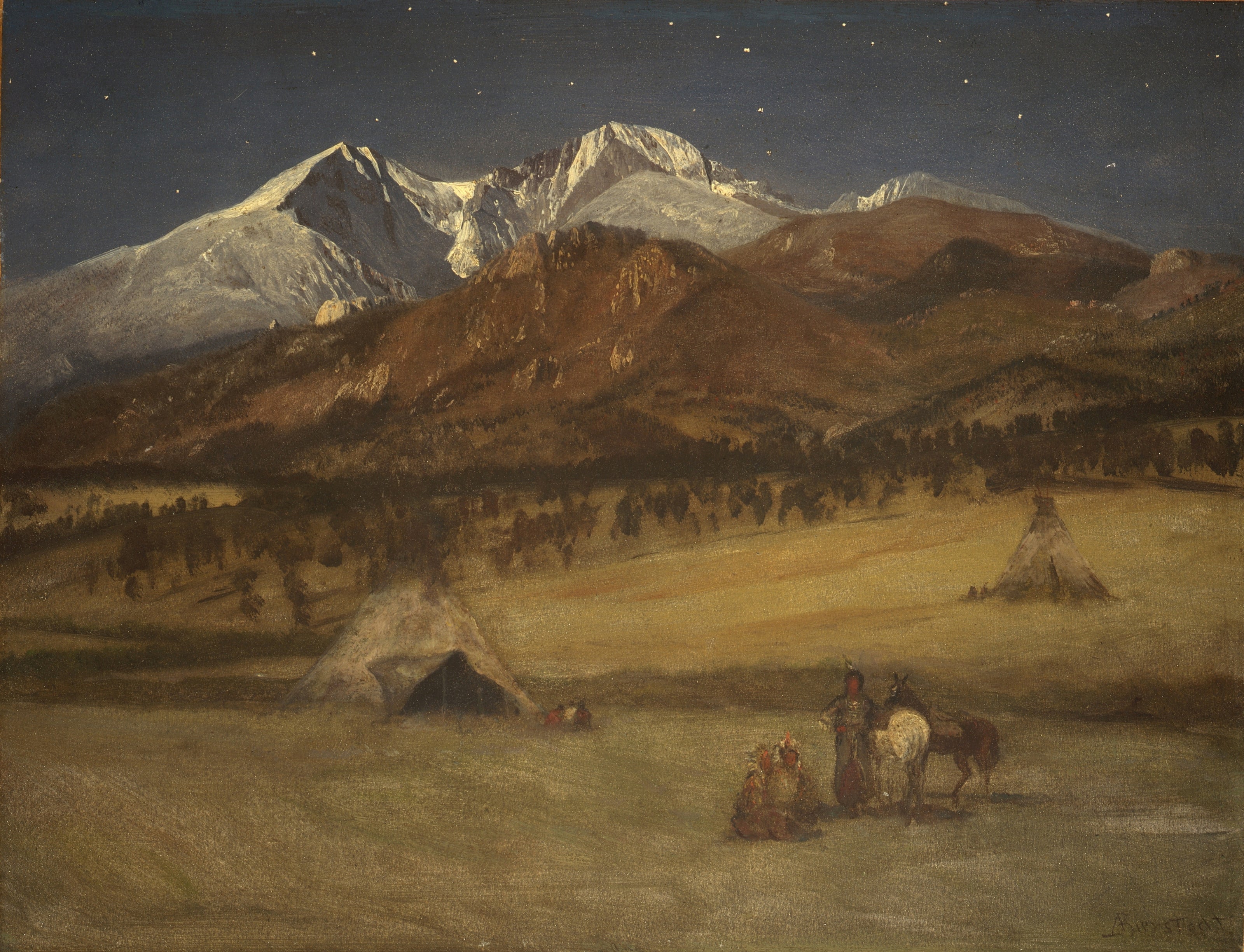Albert Bierstadt — Indian Encampment – Evening | Landscape Fine Art Print