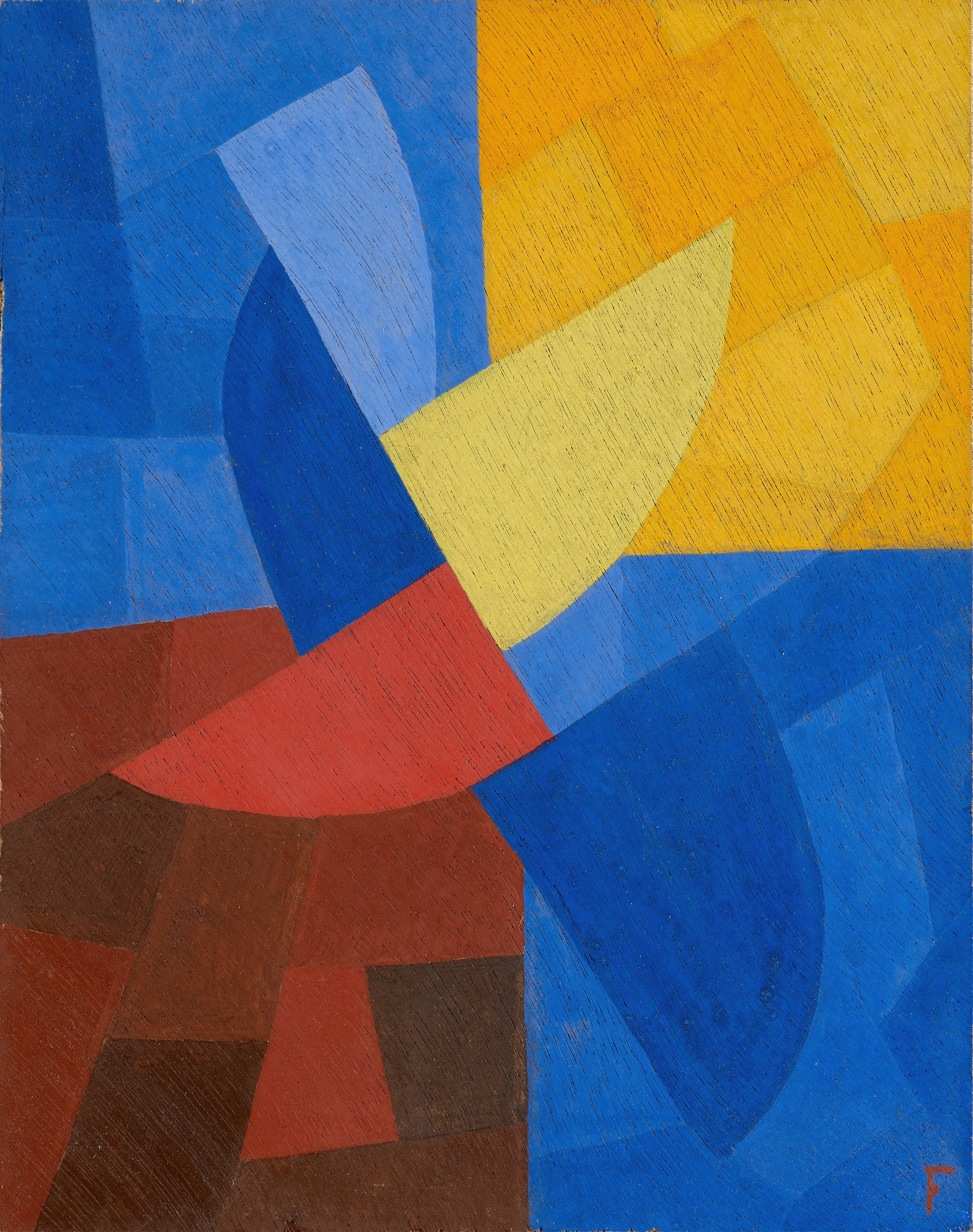 Otto Freundlich — Composition (c. 1932) | Blue & Yellow Abstract Composition Fine Art Print