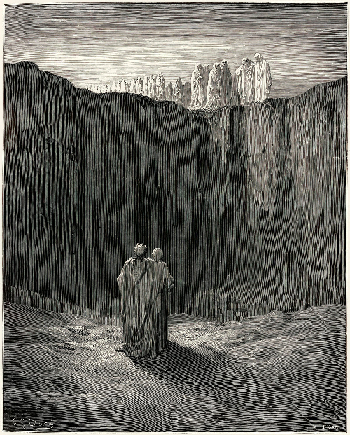 Gustave Doré — Purgatorio, Canto III: Virgil Explores the Pathway | Dante Illustration Print