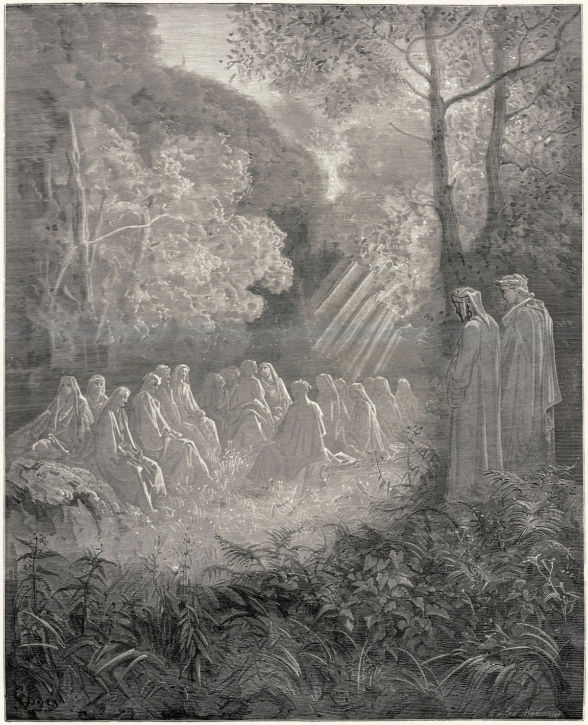 Gustave Doré — Purgatorio, Canto VII: Salve Regina in the Valley | Dante Illustration Print