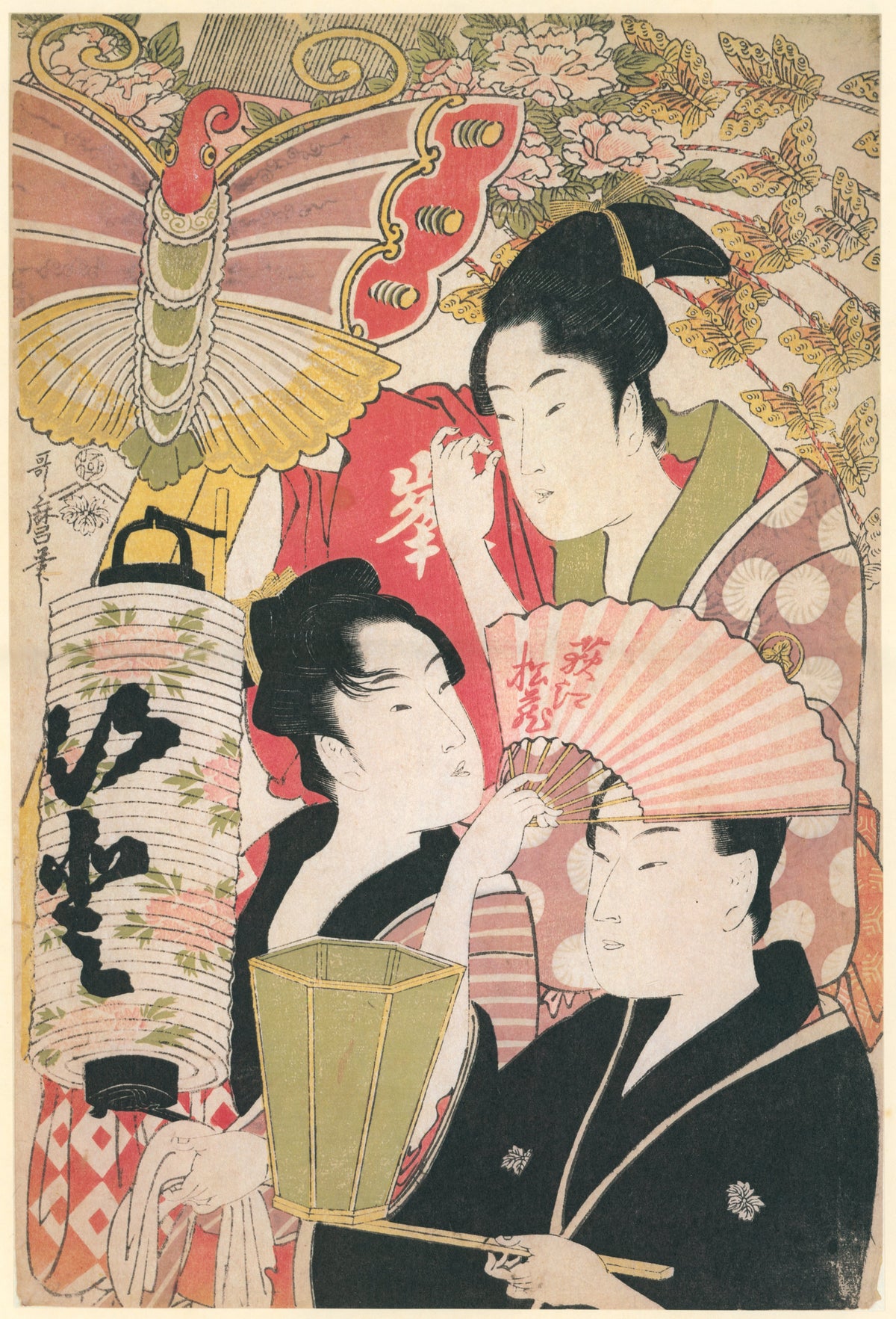 Kitagawa Utamaro — The Geisha Ogie Matsuzô, Mine, and Ito | Japanese Woodblock Print (Ukiyo-e)