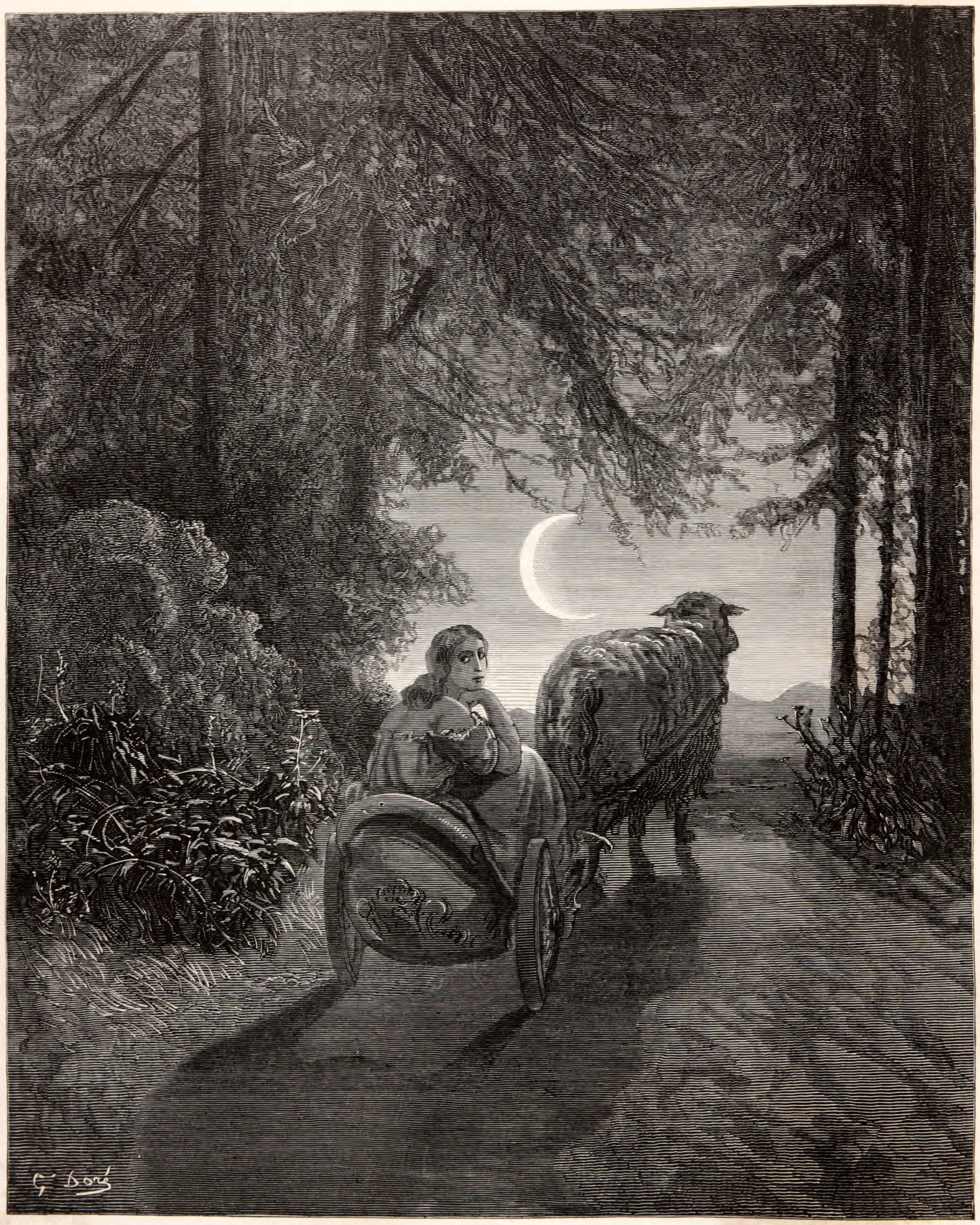 Gustave Doré — Donkey Skin: The Cart under the Crescent Moon | Fairy Tale Illustration Print