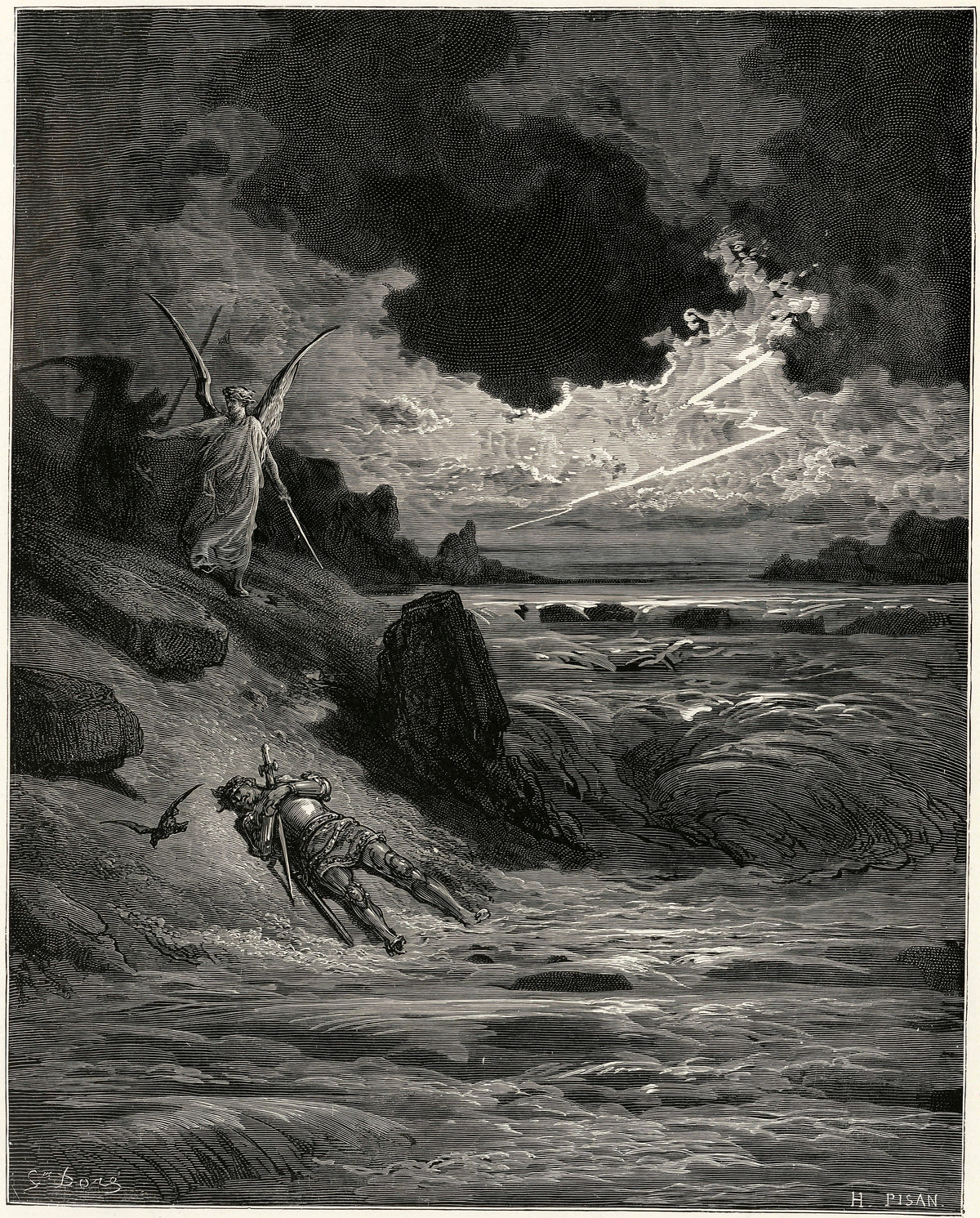 Gustave Doré — Purgatorio, Canto V: Buonconte's Last Prayer | Dante Illustration Print
