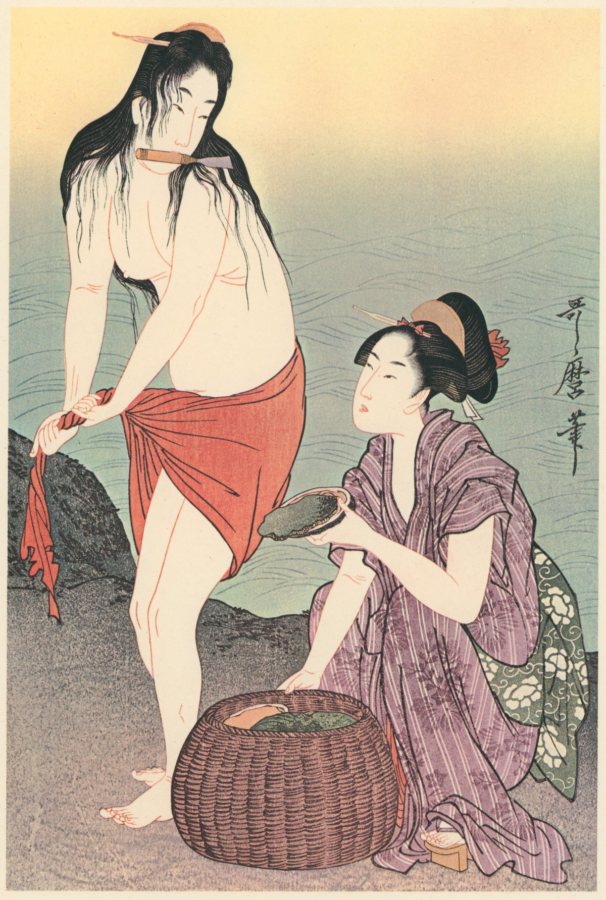 Kitagawa Utamaro — Diving for Abalones (Right) | Japanese Woodblock Print (Ukiyo-e)
