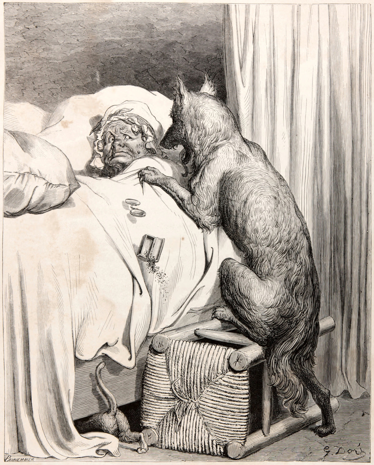Gustave Doré — Little Red Riding Hood: The Wolf at Grandmother's Bed | Fairy Tale Illustration Print