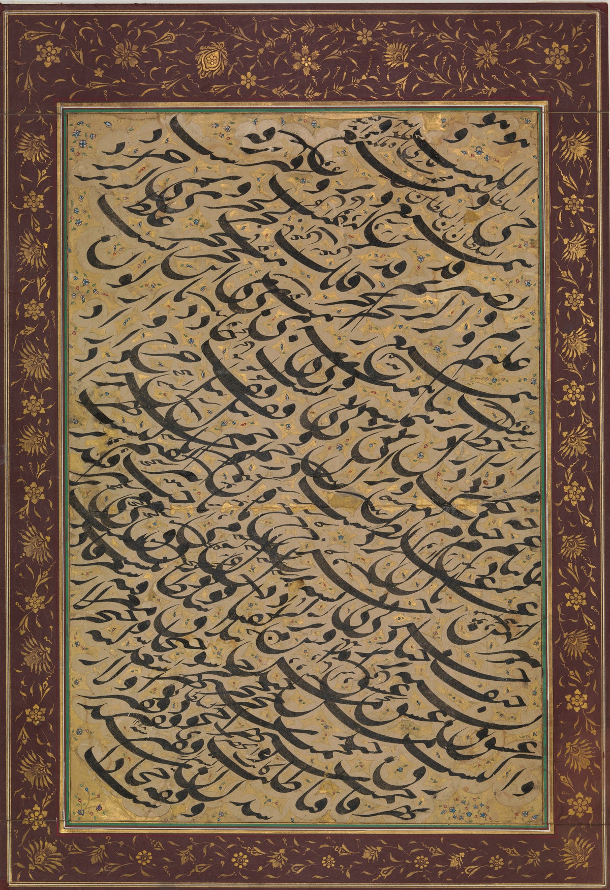 Asadullah Shirazi — Album Leaf with Calligraphic Exercise (Siyah Mashq) | Islamic Calligraphy Art Print