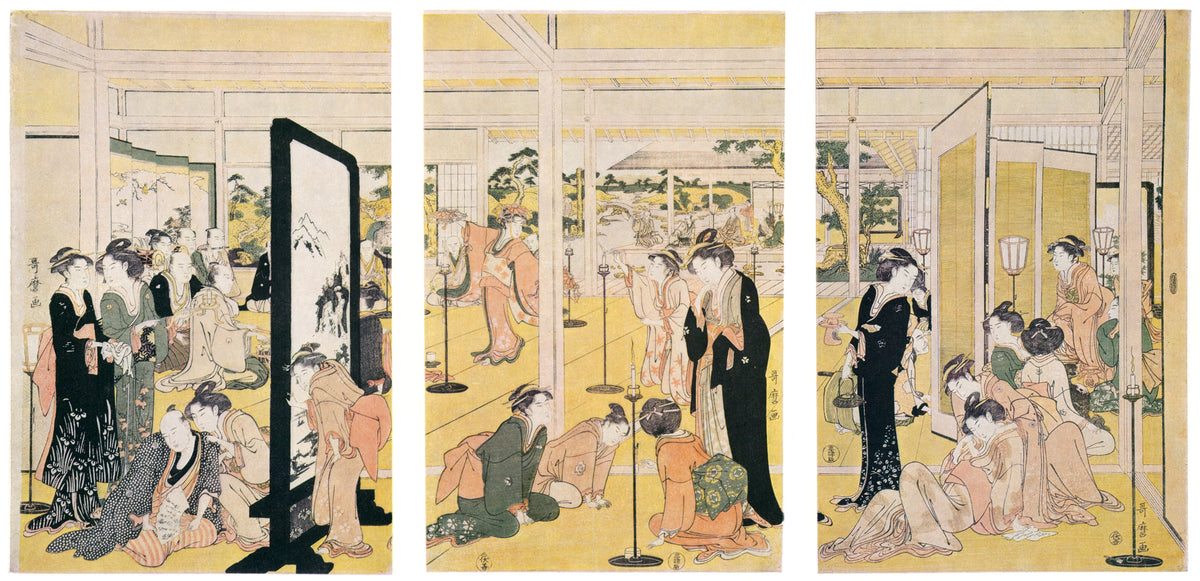 Kitagawa Utamaro — Kyoden Invited to a Daimyo Mansion Party | Japanese Woodblock Print (Ukiyo-e)