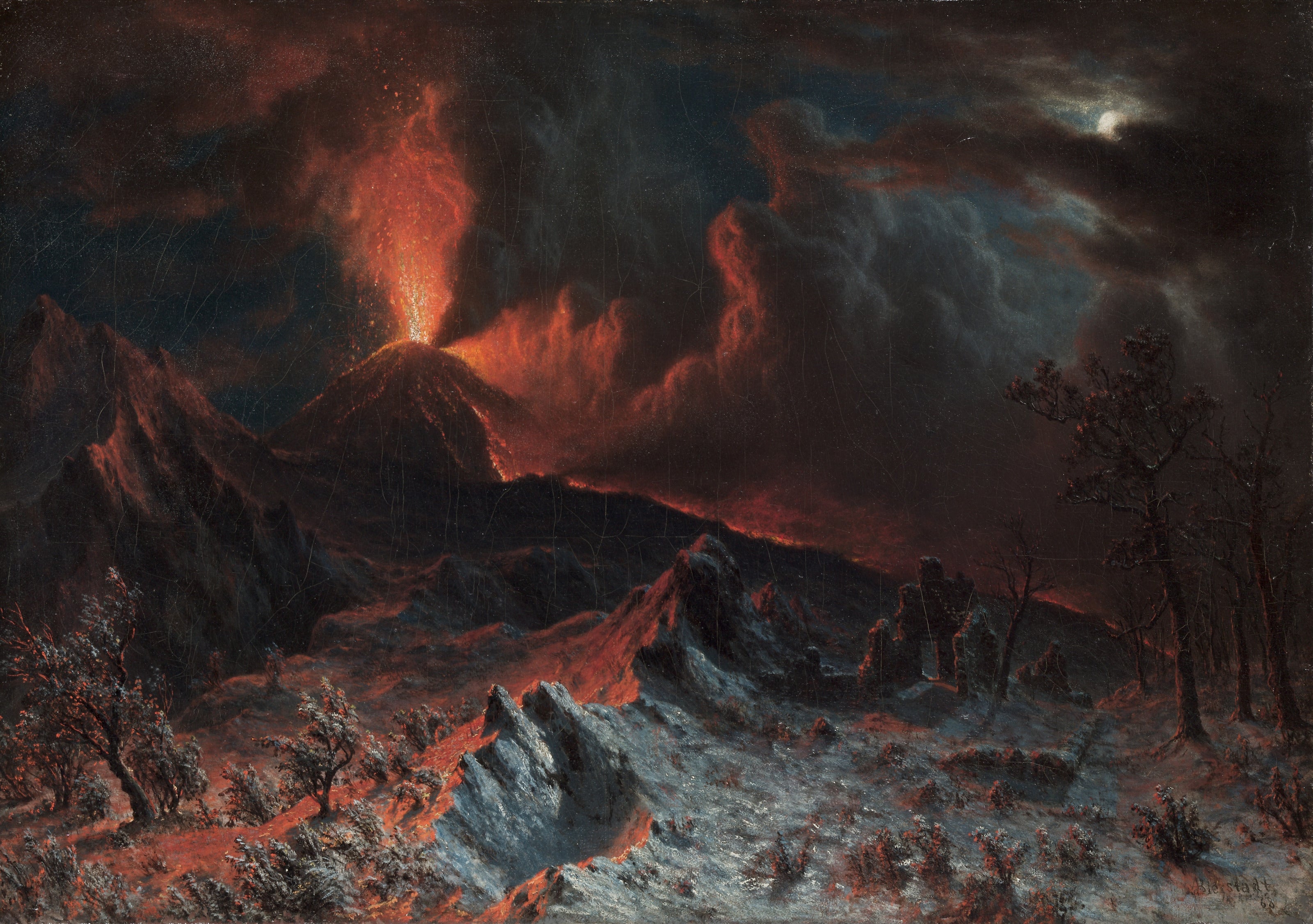 Albert Bierstadt — Mount Vesuvius at Midnight | Landscape Fine Art Print