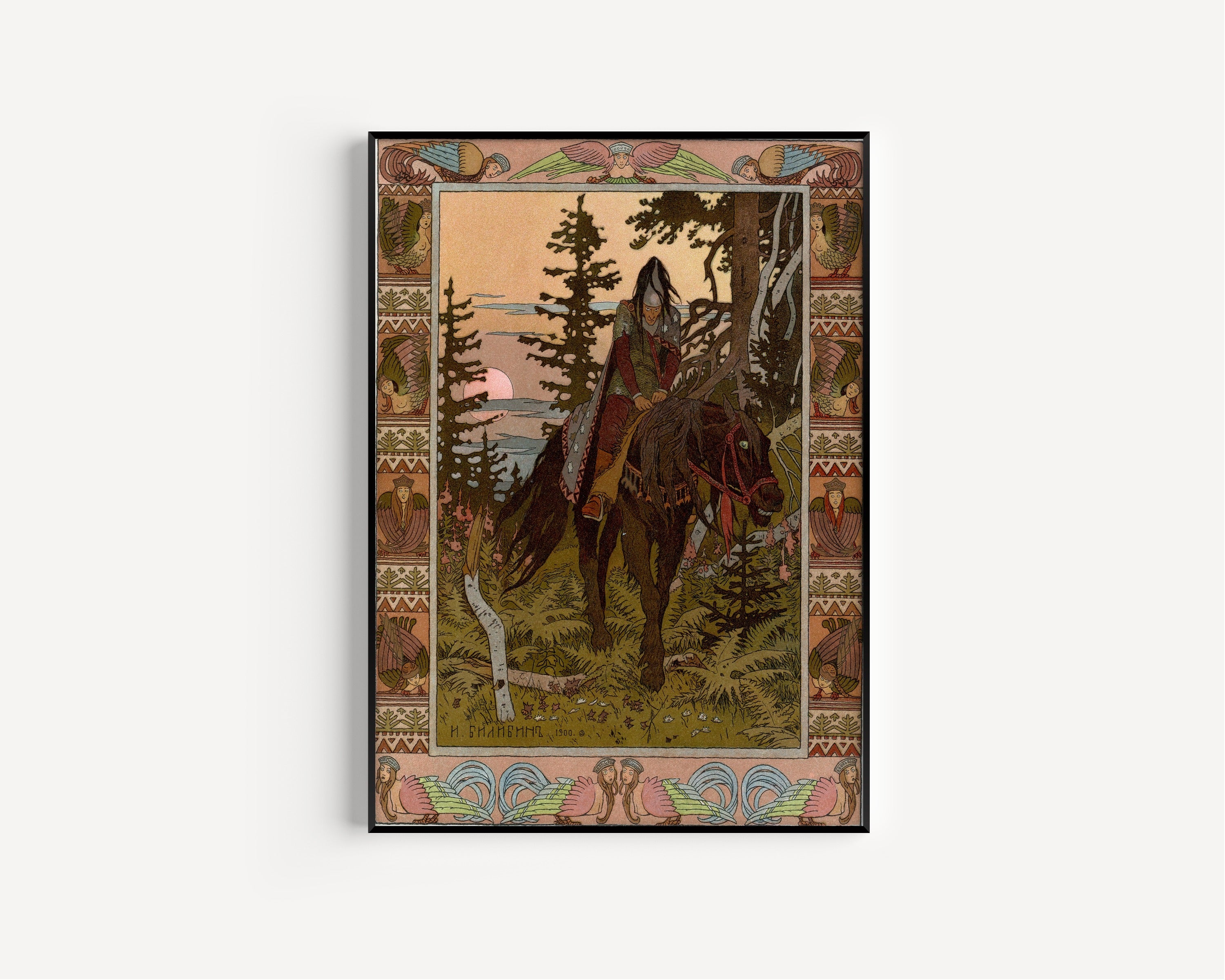 Ivan Bilibin — Vasilisa and the Black Horseman (1902) | Russian Fairy Tale Illustration Print