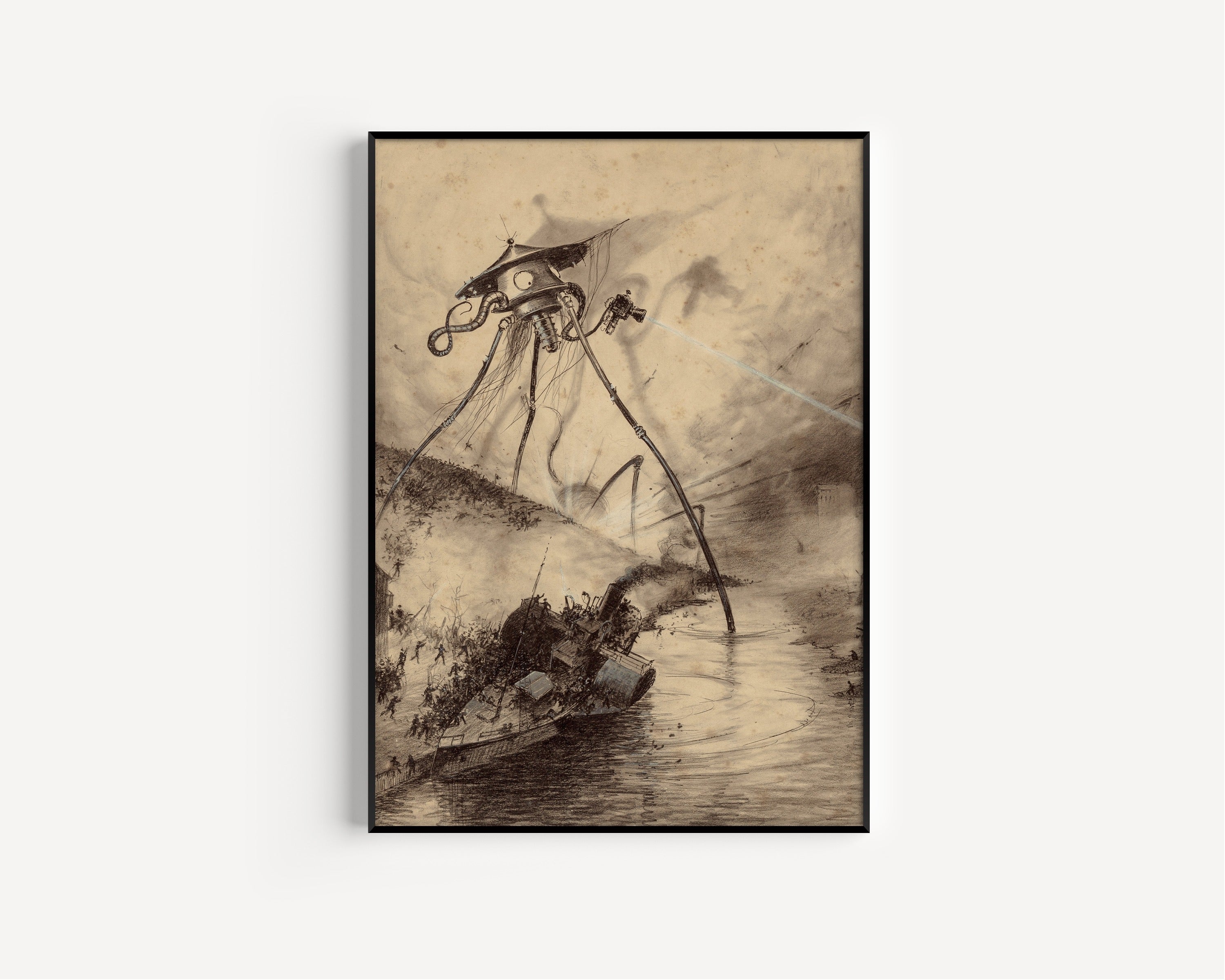 Henrique Alvim Corrêa — Martian Fighting Machine in the Thames Valley (1906) | Science Fiction Illustration Print