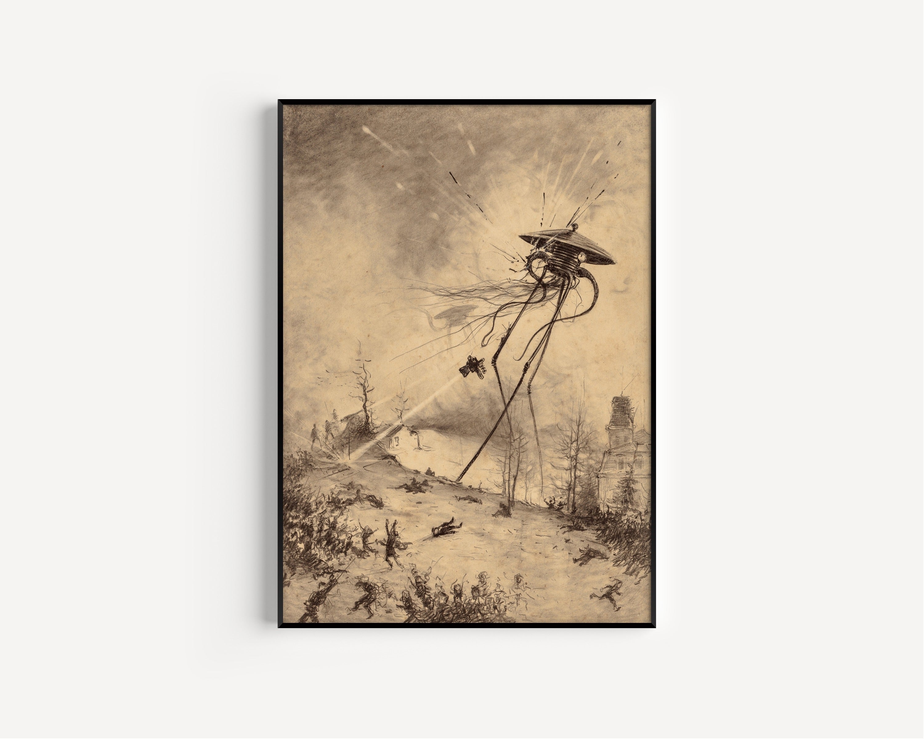 Henrique Alvim Corrêa — Martian Fighting Machine Hit by a Shell (1906) | Science Fiction Illustration Print