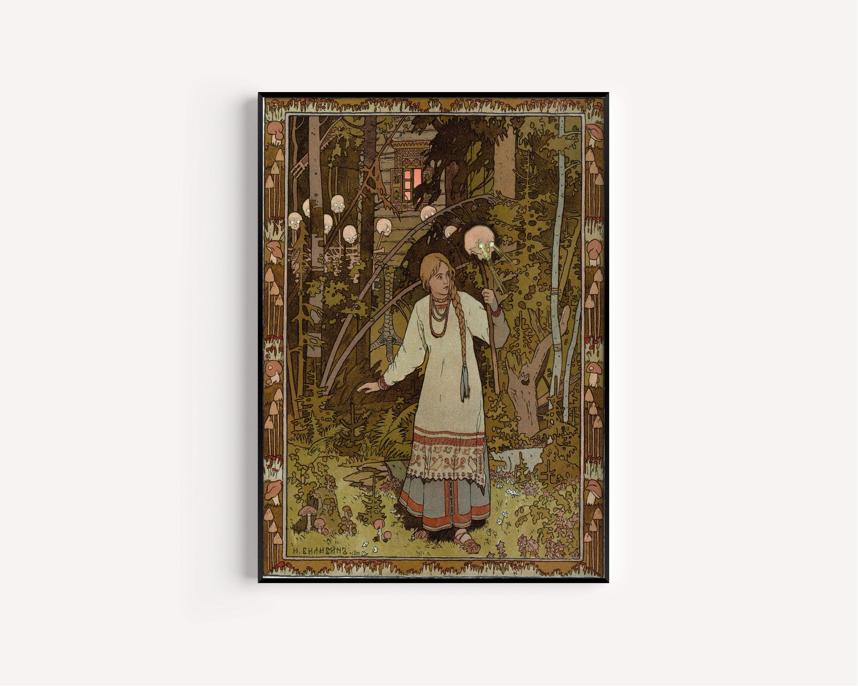 Ivan Bilibin — Vasilisa the Beautiful and the Skull Lantern (1902) | Russian Fairy Tale Illustration Print