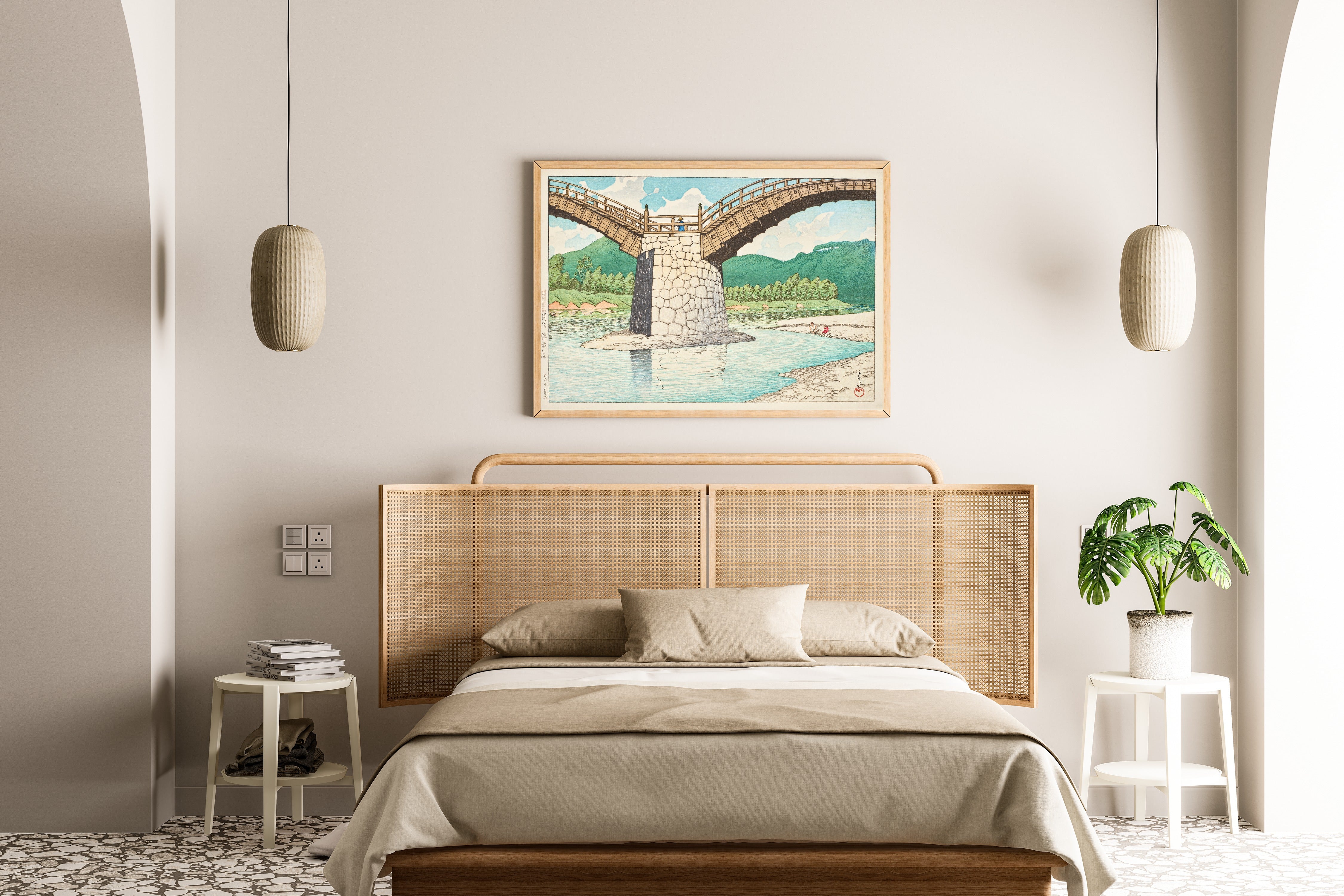 Kawase Hasui — The Kintai Bridge, Suō Province | Japanese Woodblock Print (Shin Hanga)
