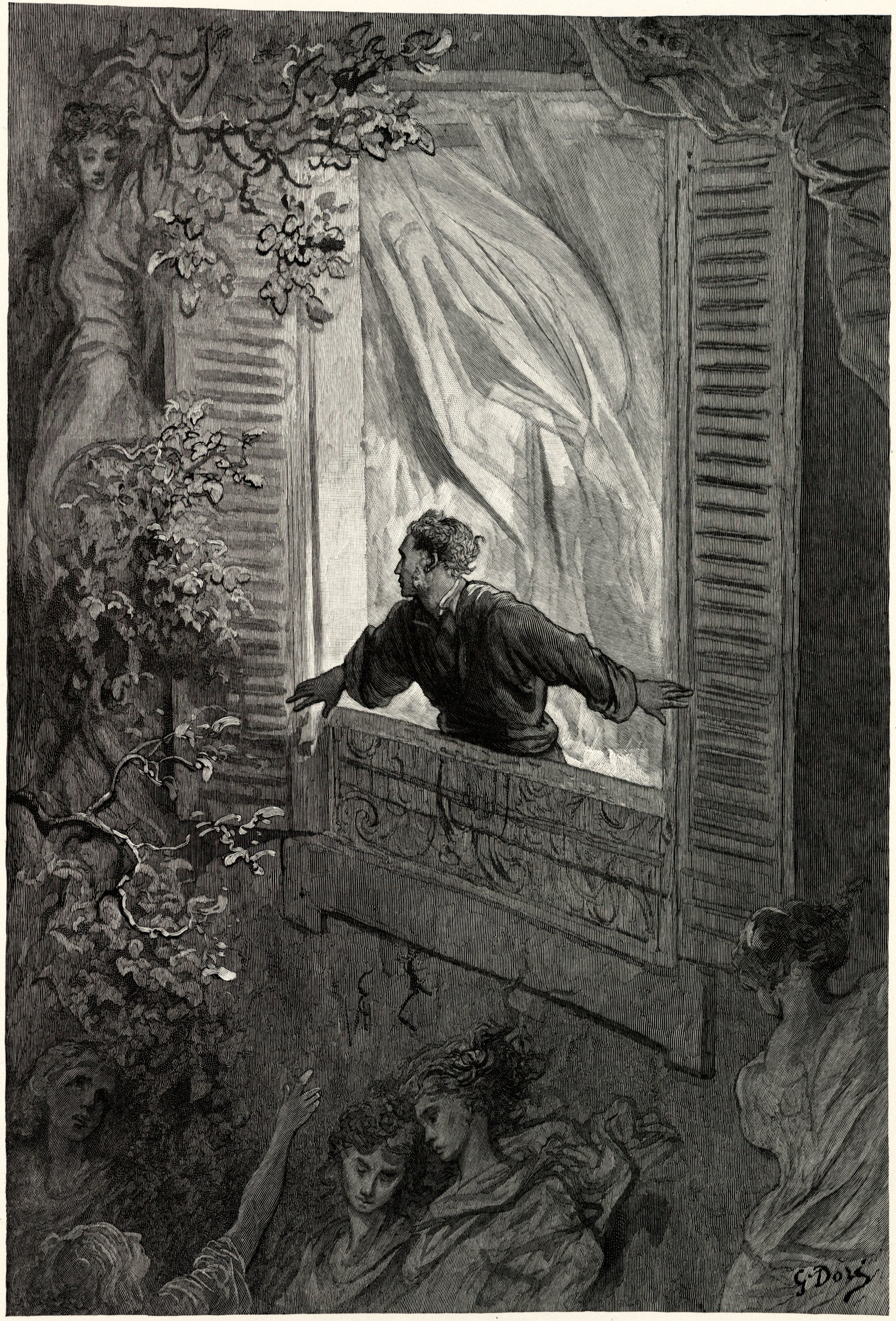 Gustave Doré — Open here I flung the shutter | Gothic Illustration Print