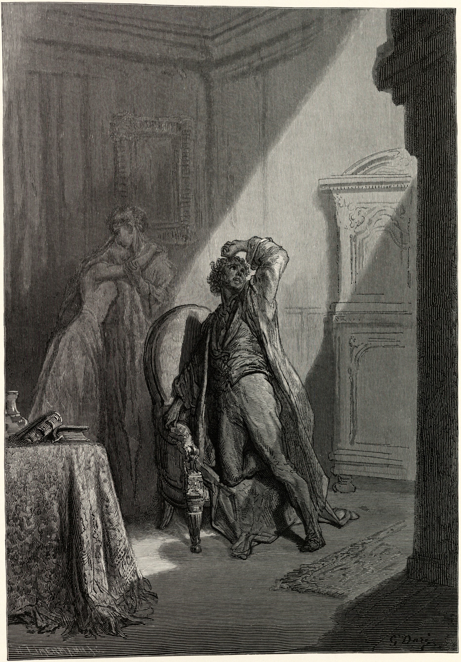 Gustave Doré — Be that word our sign of parting, bird or fiend! | Gothic Illustration Print