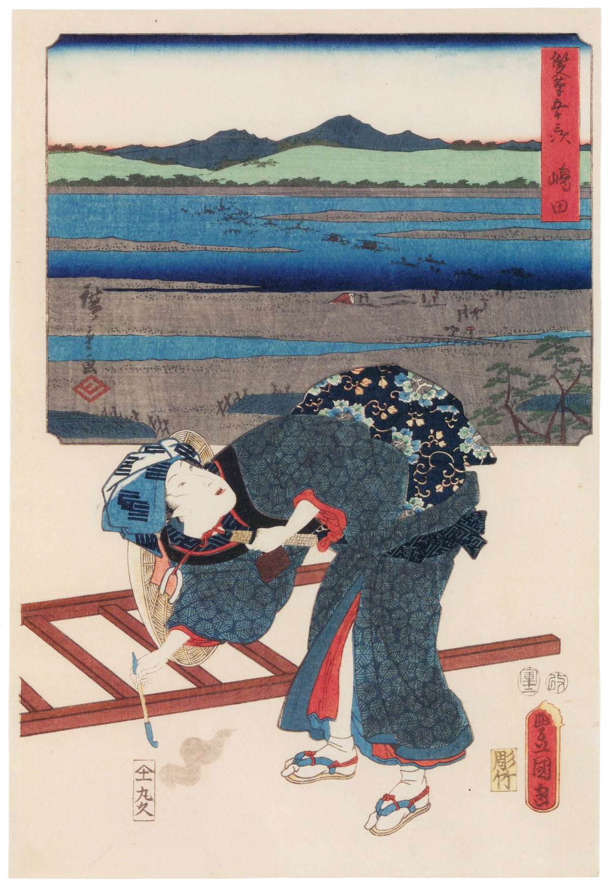 Utagawa Hiroshige & Utagawa Kunisada — Fifty-three Stations by Two Brushes: Shimada | Japanese Woodblock Print (Ukiyo-e)