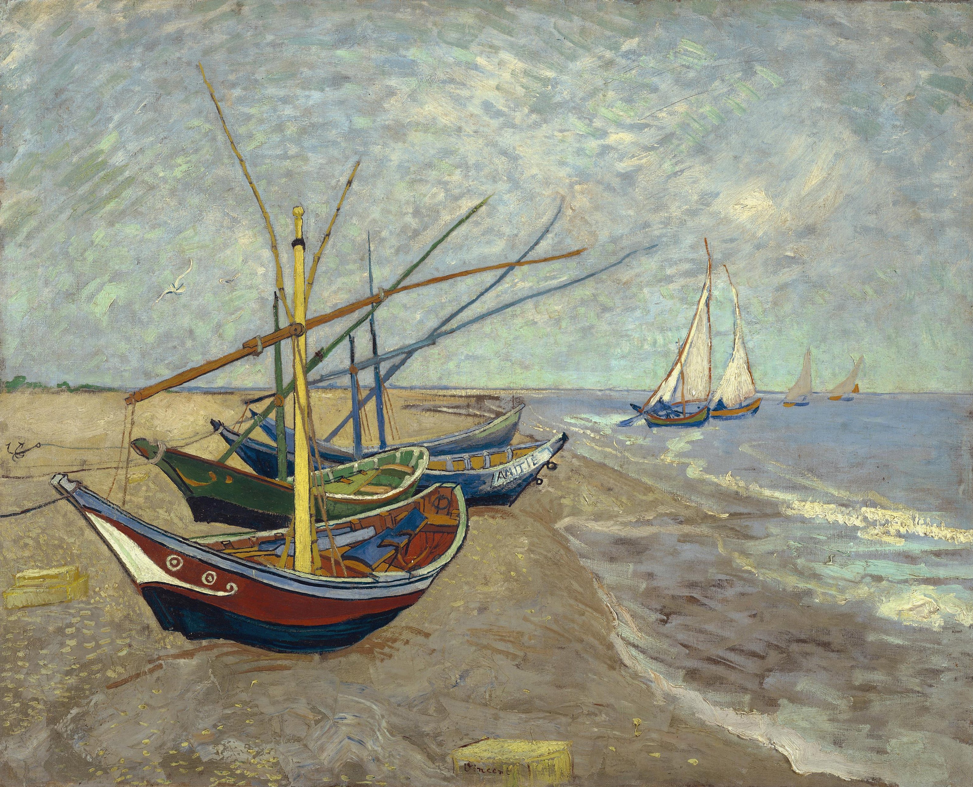 Vincent van Gogh — Fishing Boats on the Beach at Les Saintes-Maries-de-la-Mer | Fine Art Print