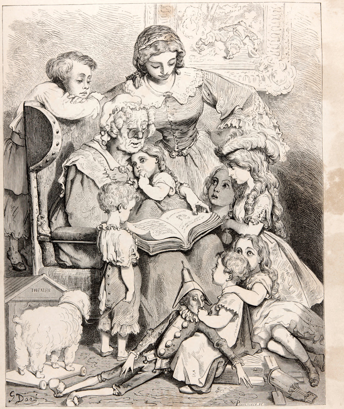 Gustave Doré — Frontispiece: Reading the Tales | Fairy Tale Illustration Print