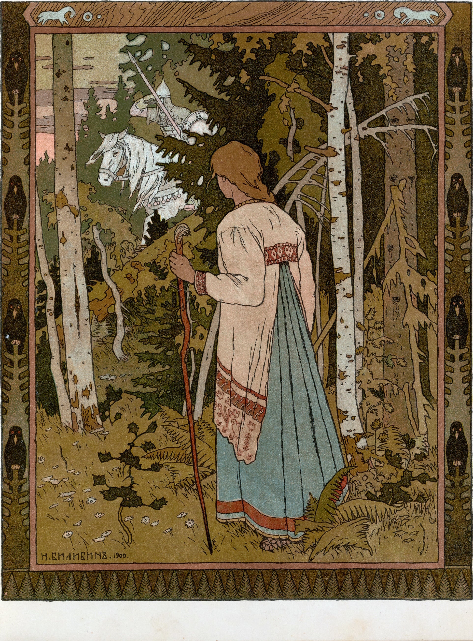Ivan Bilibin — Vasilisa and the White Horseman (1902) | Russian Fairy Tale Illustration Print