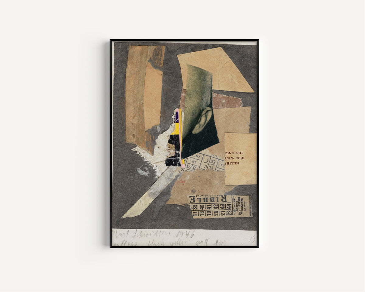 Kurt Schwitters — Collage Black Yellow and Ear | Fine Art Print