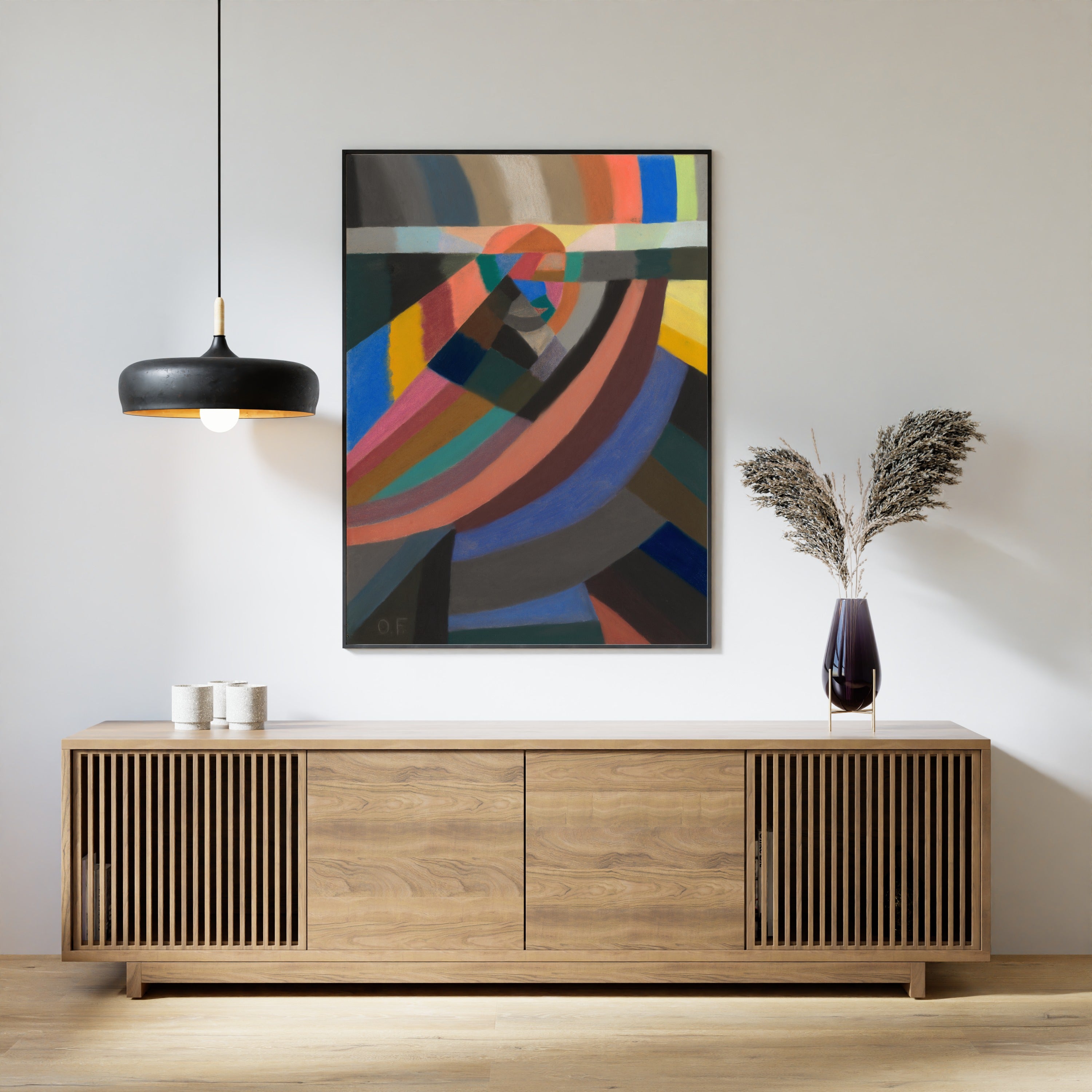 Otto Freundlich — Composition (1924) | Abstract Mosaic with Rainbow Bands Fine Art Print
